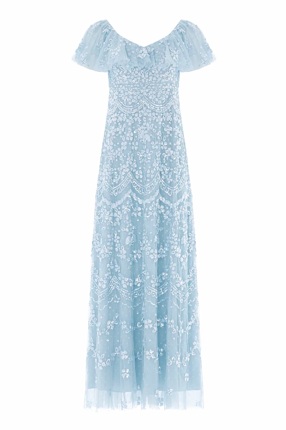 Needle & Thread Freya suknia wieczorowa aqua cekinowa