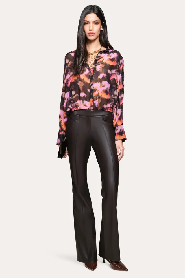 Elie Tahari Brushstroke Silk Blouse bluzka jedwabna Multi