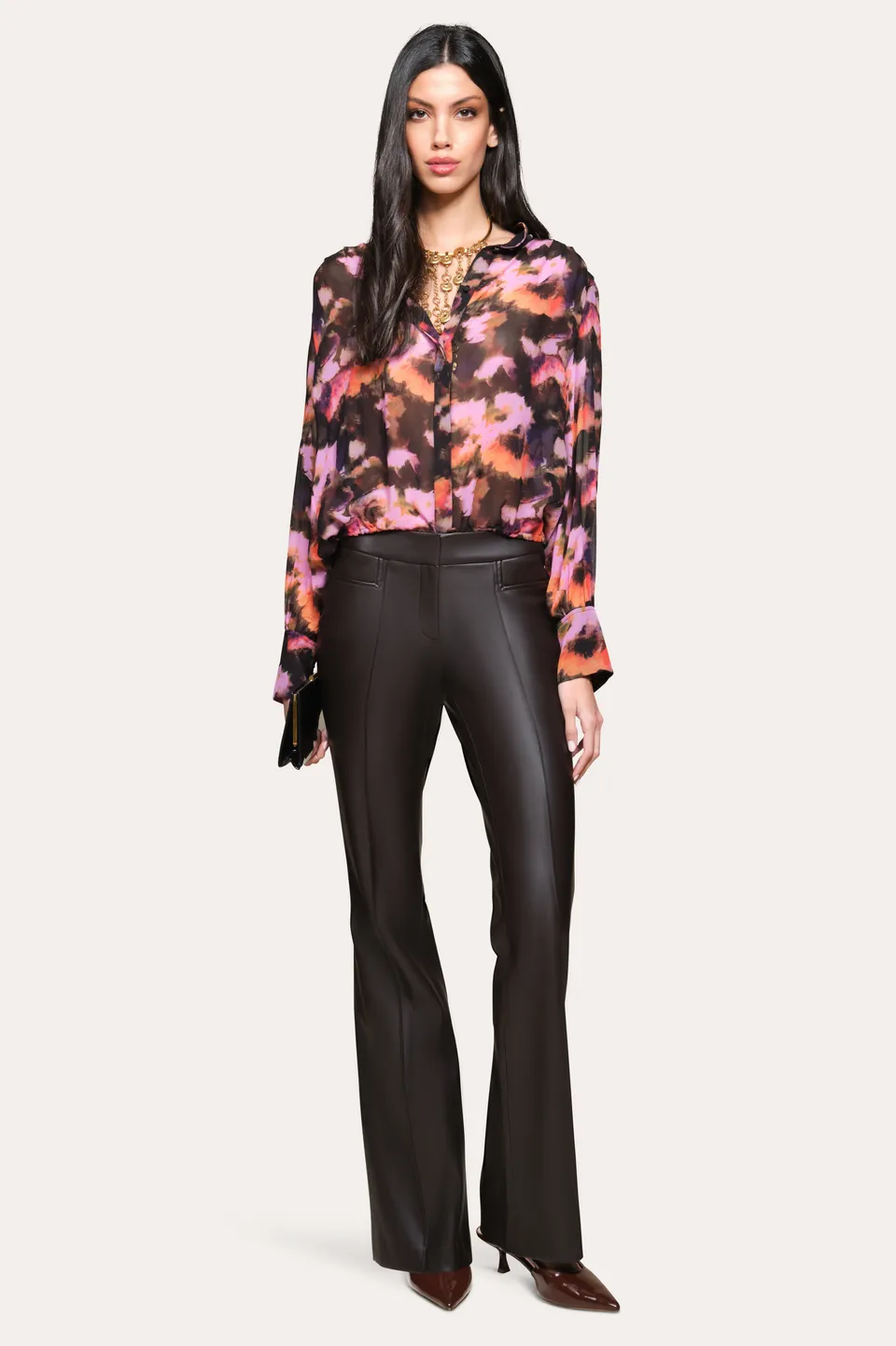 Elie Tahari Brushstroke Silk Blouse bluzka jedwabna Multi