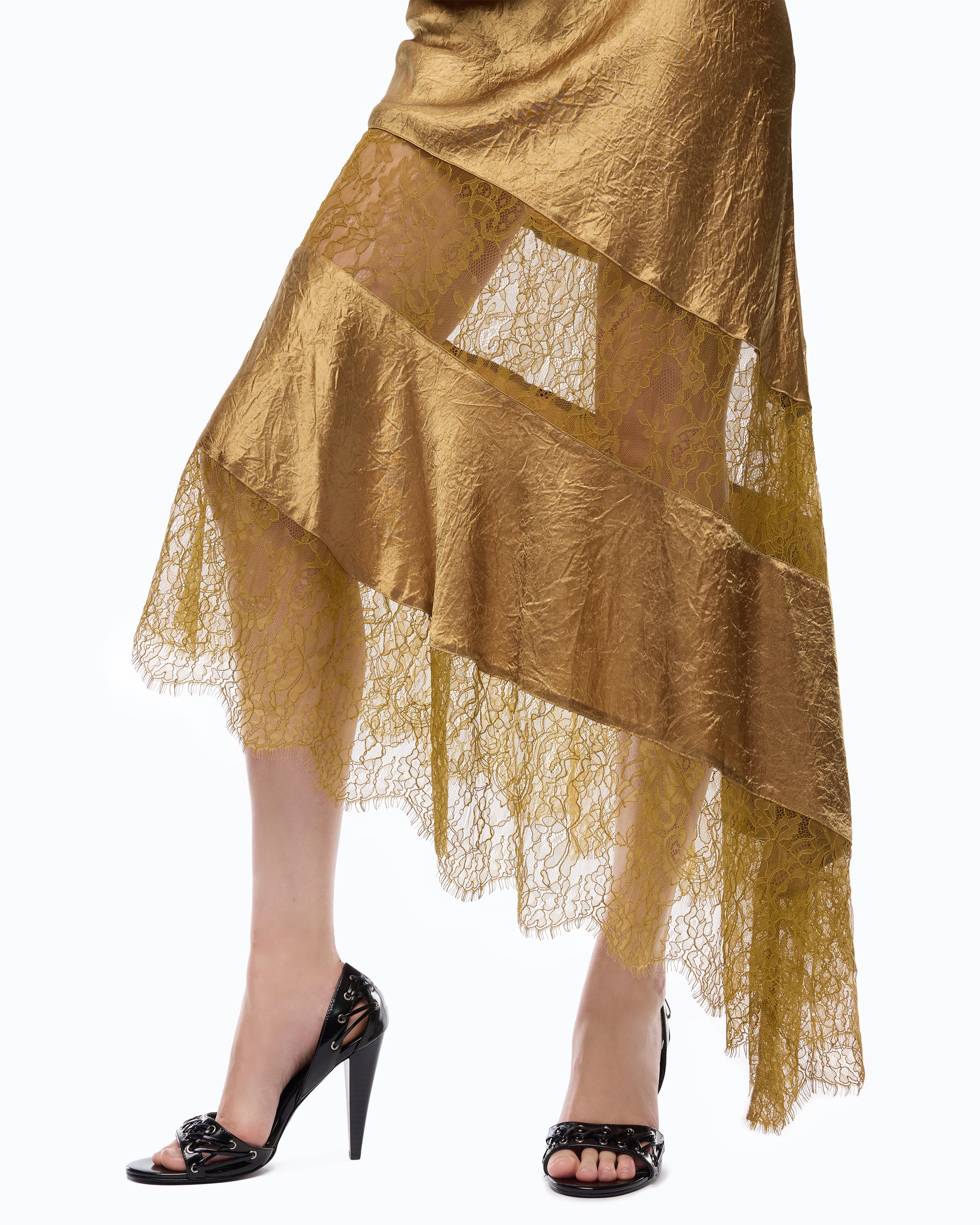 Pinko Forester Dress sukienka midi żółta satyna