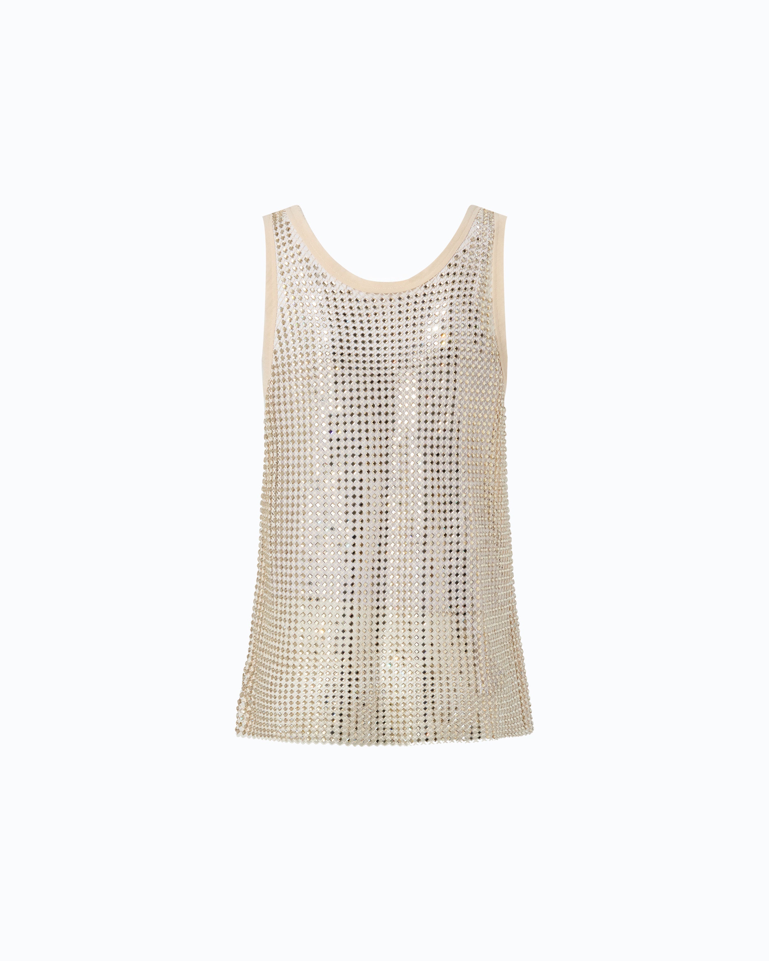 Pinko Waiting Tank Top top siateczkowy zloty