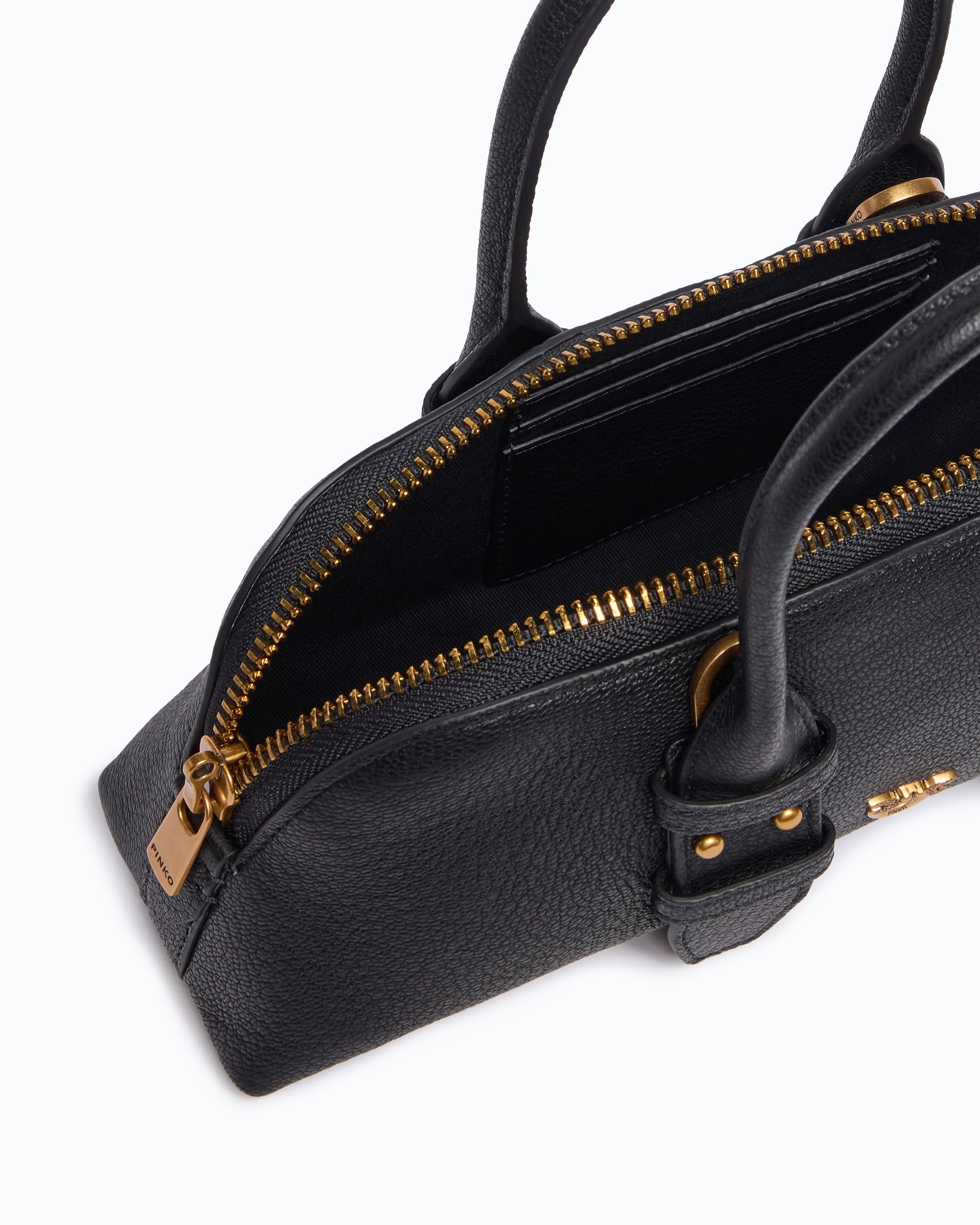 Pinko Escape Bag torebka skórzana czarna mała bowling
