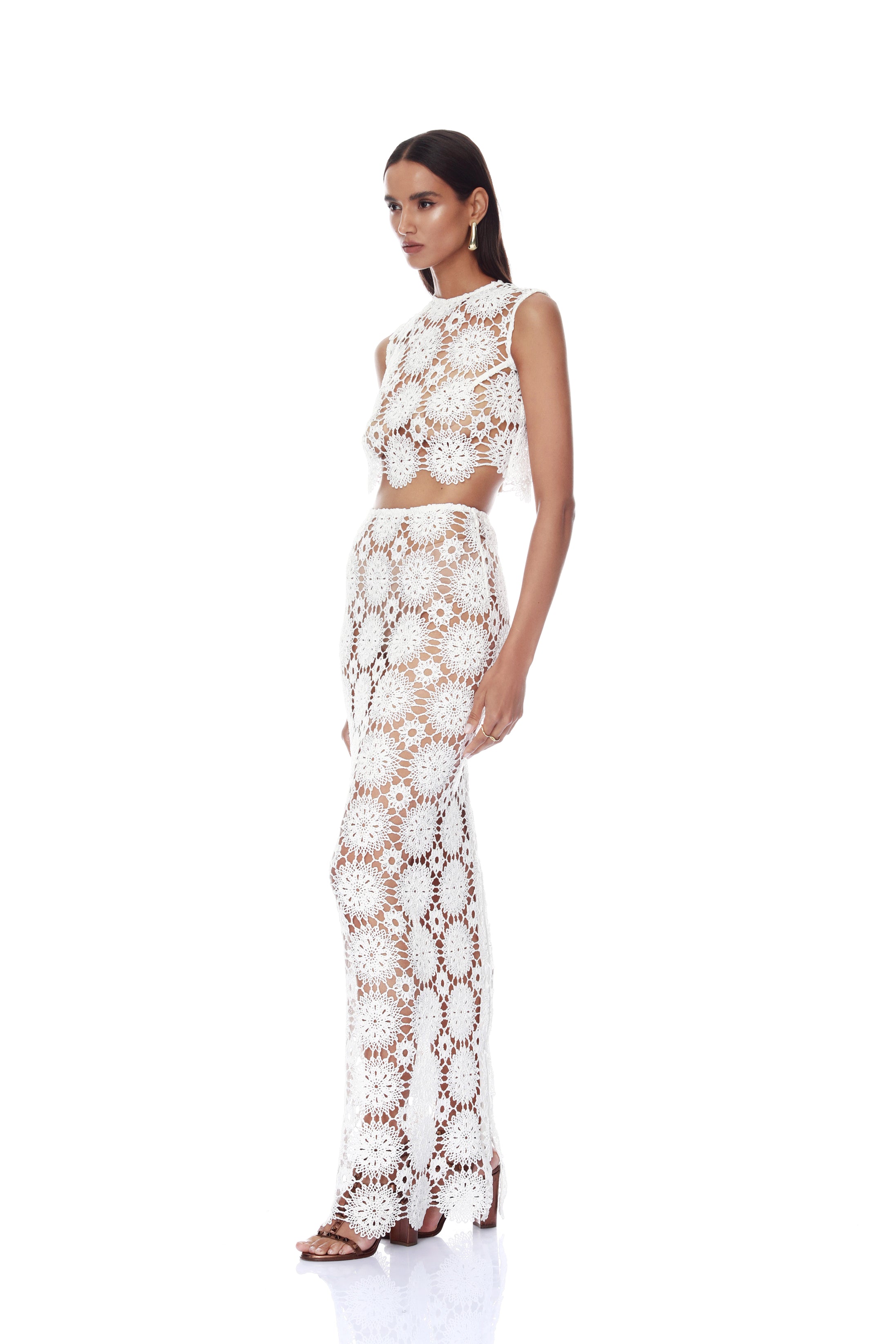 Bronx and Banco Crochet Maxi spódnica szydełkowa z frędzlami