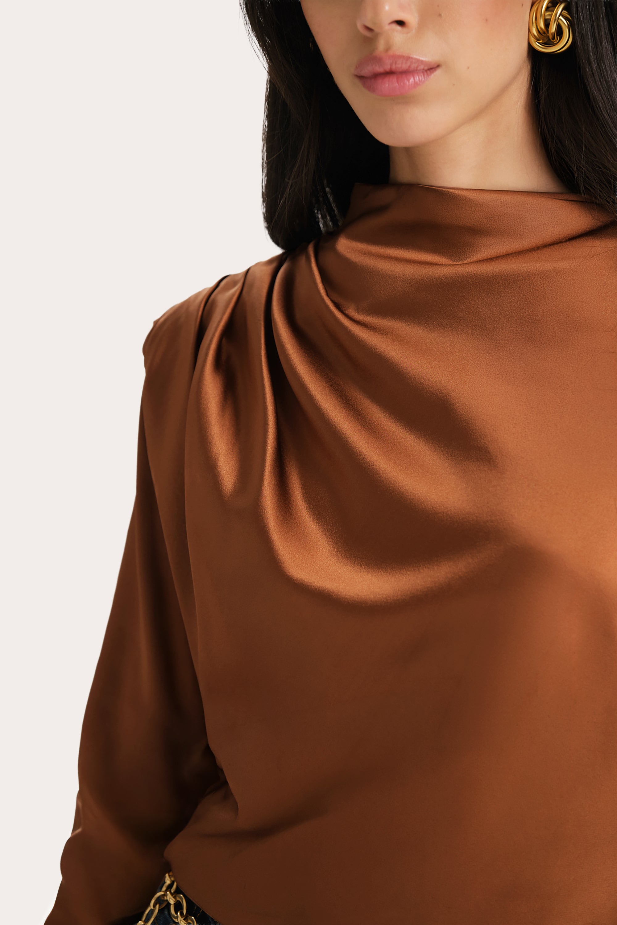 Elie Tahari Leah Silk Charmeuse bluzka jedwabna Rawhide