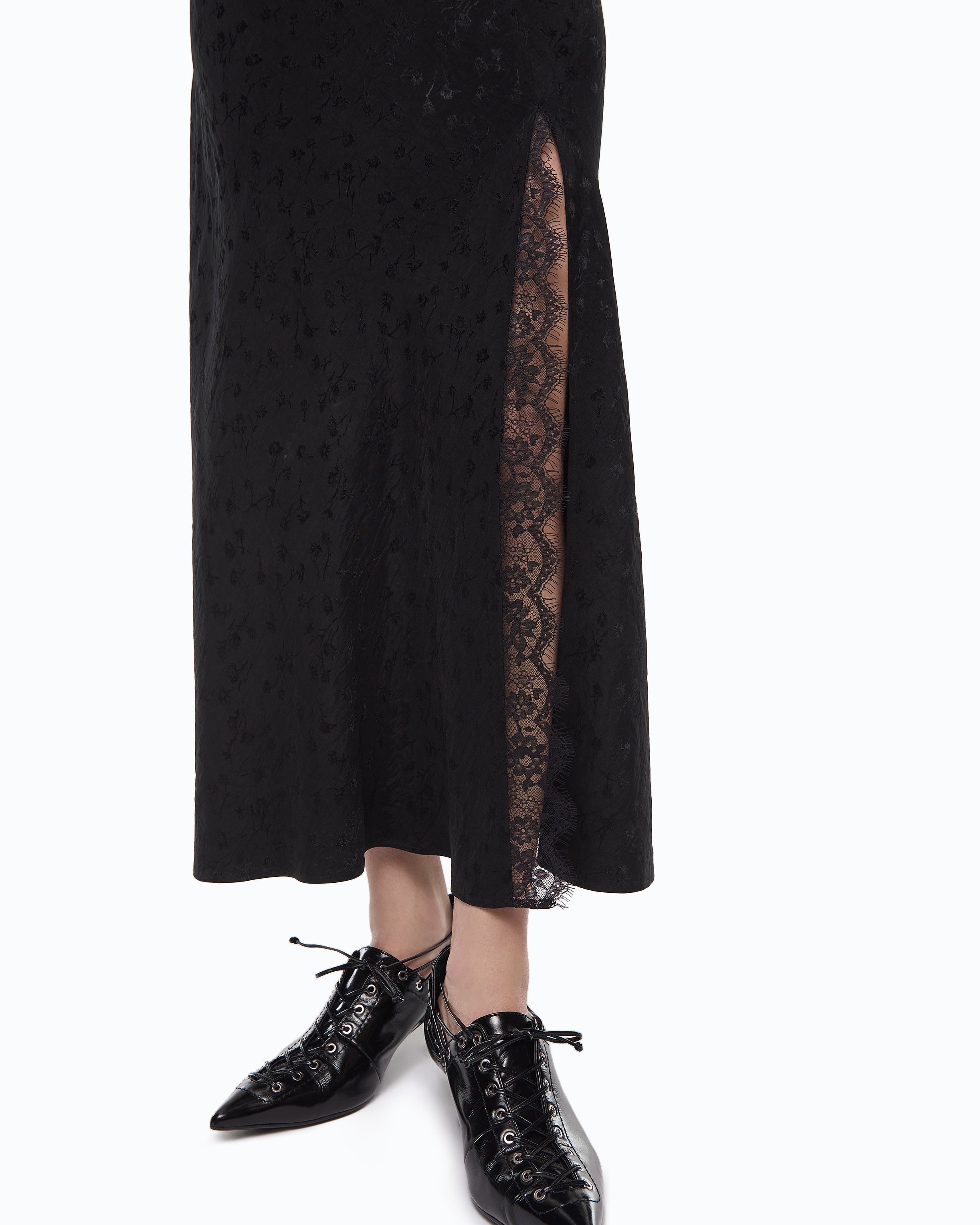 Pinko Alpinia Dress sukienka czarna długa koronka
