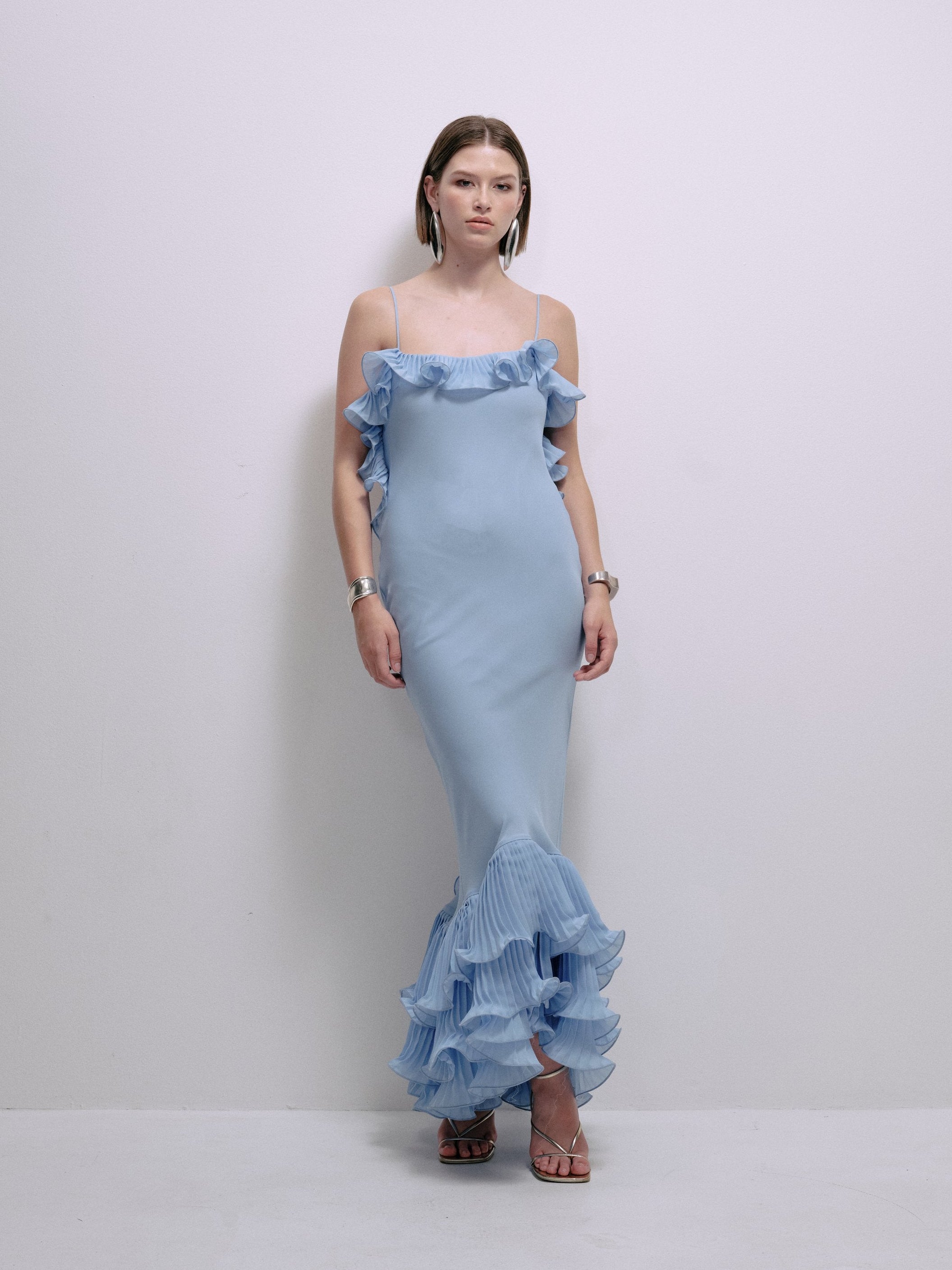 Delfi Collective Delina sukienka wieczorowa Baby Blue szyfon
