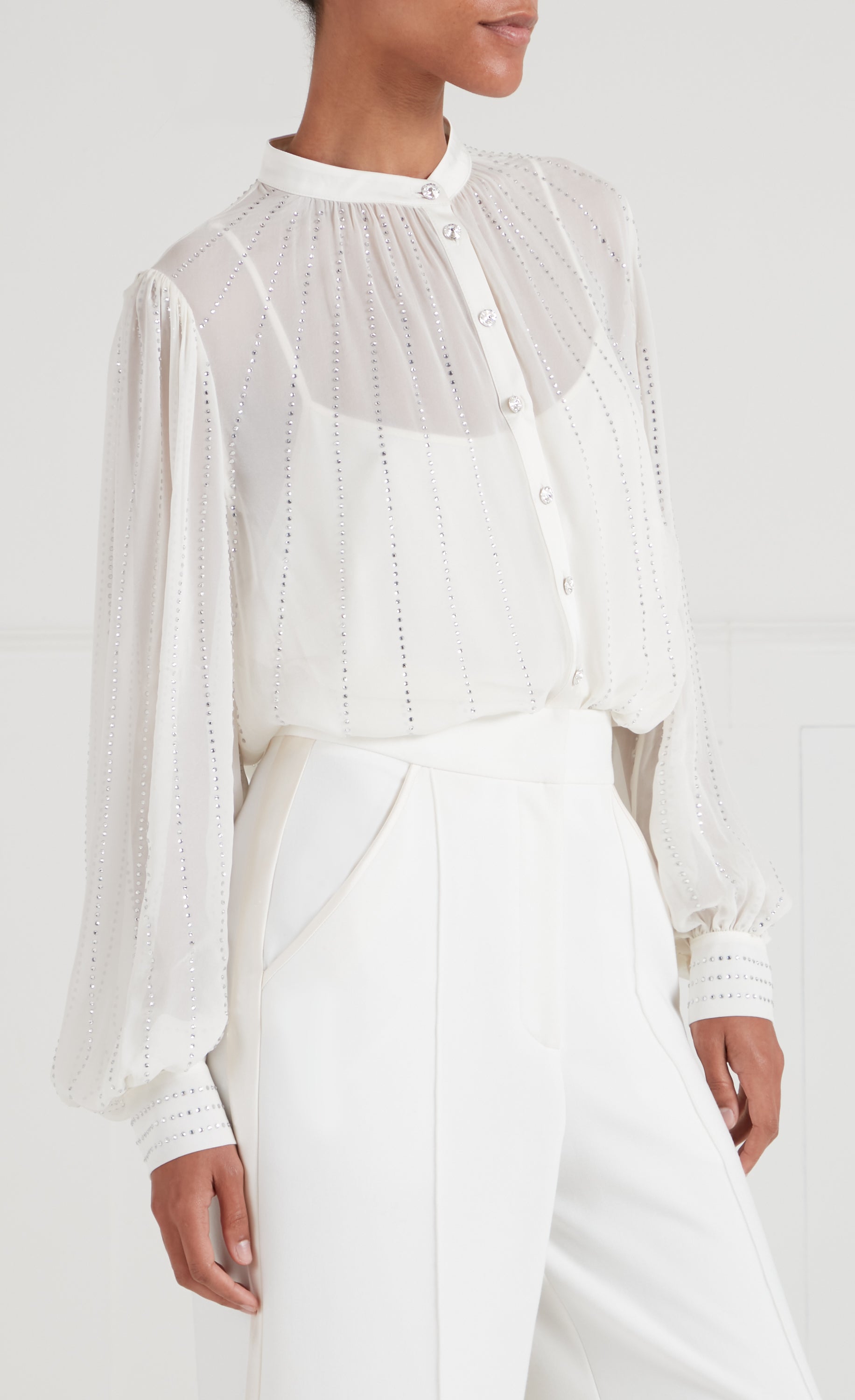 Temperley London Villanelle koszula ivory dżorżeta