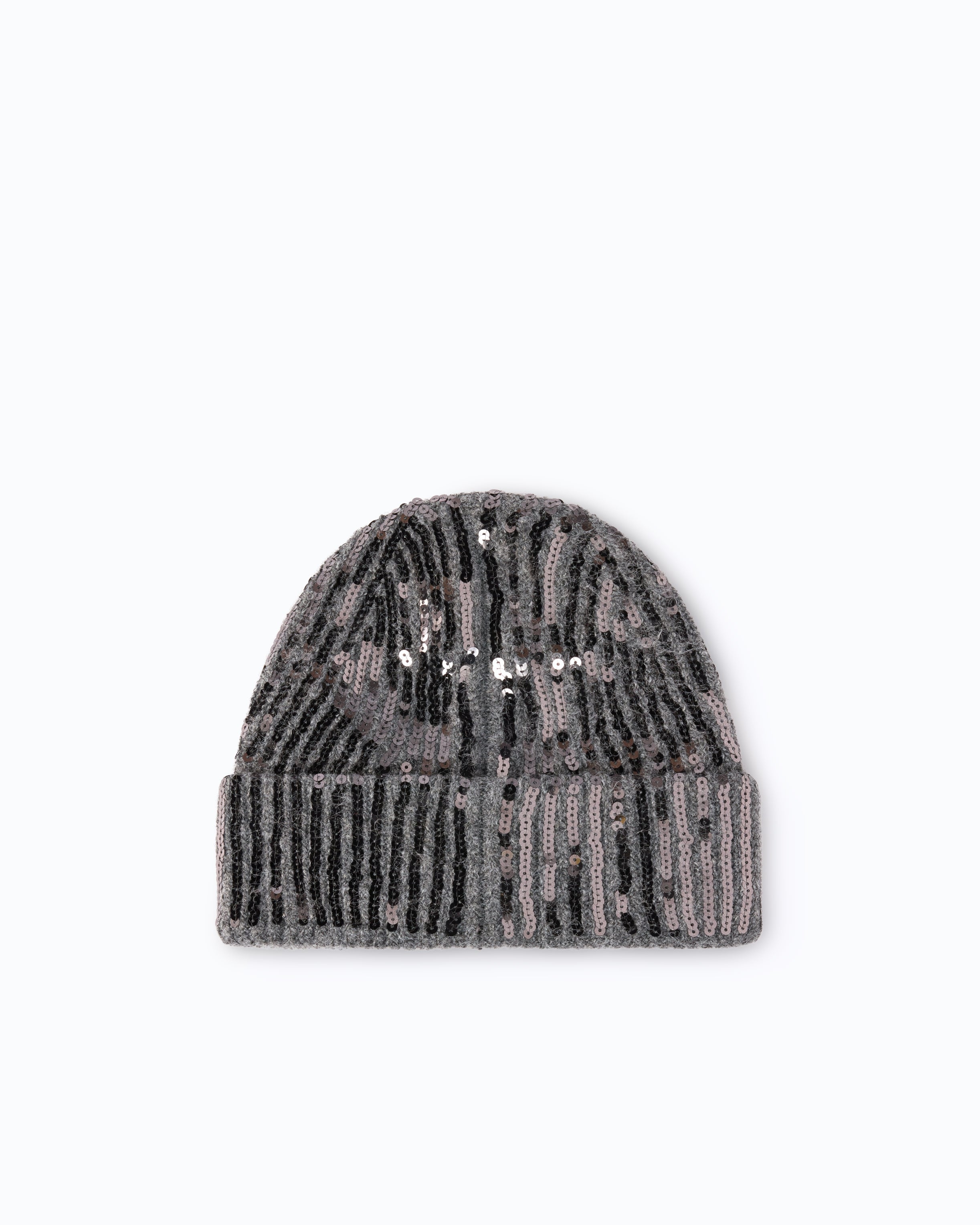 Pinko Bembusa Beanie czapka szara z cekinami