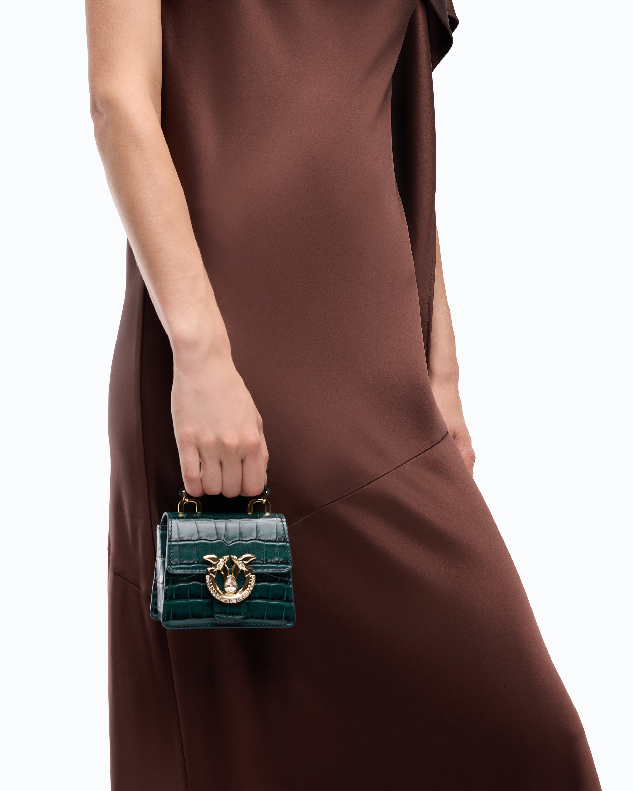 Pinko Love Bag Micro torebka skórzana krokodyl Top Handle