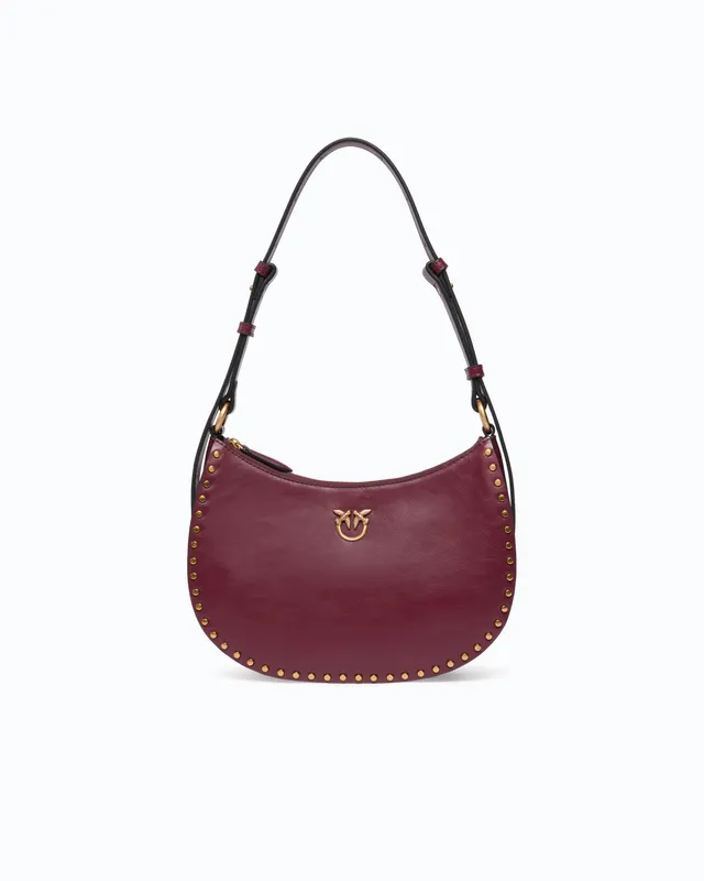 Pinko Half Moon Mini torebka bordowa ćwieki