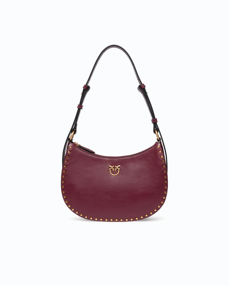 Pinko Half Moon Mini torebka bordowa ćwieki