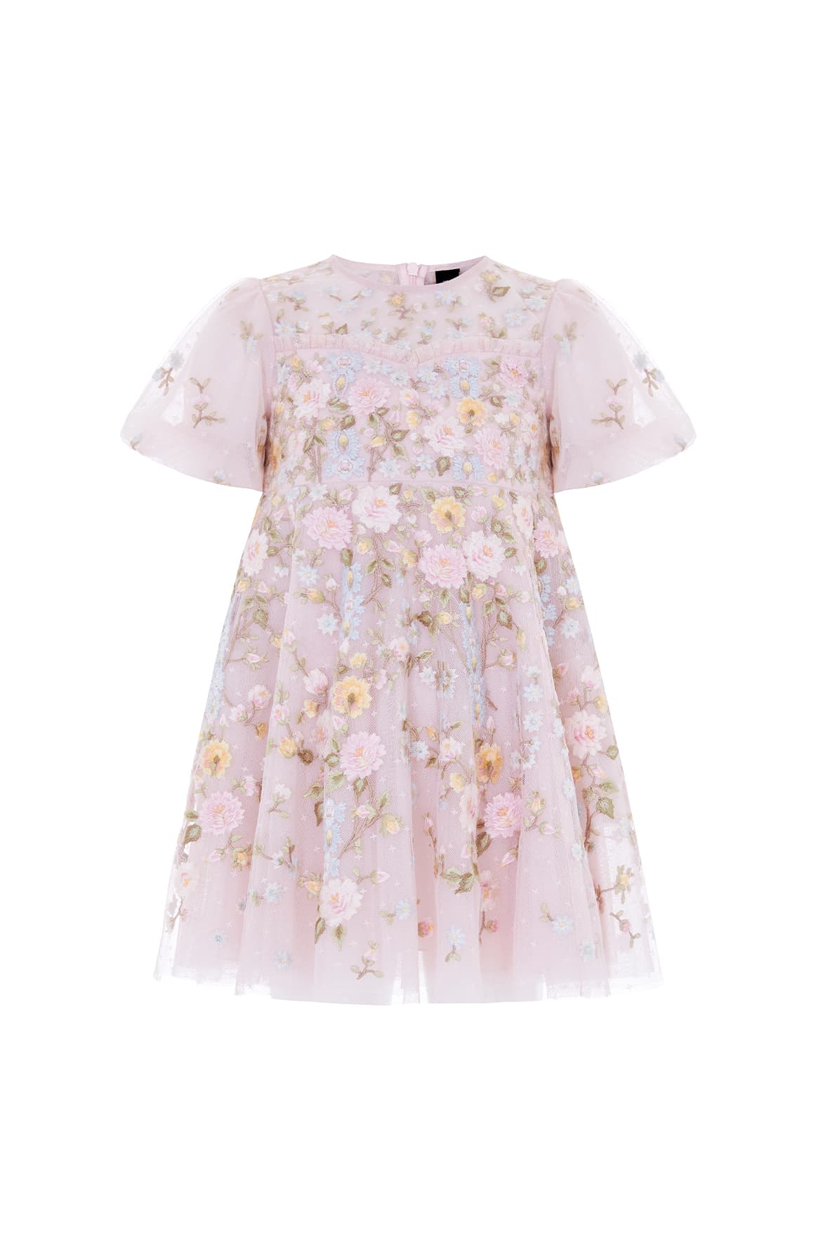 Needle & Thread Garden Rose Puff Sleeve Kids Dress sukienka różowa