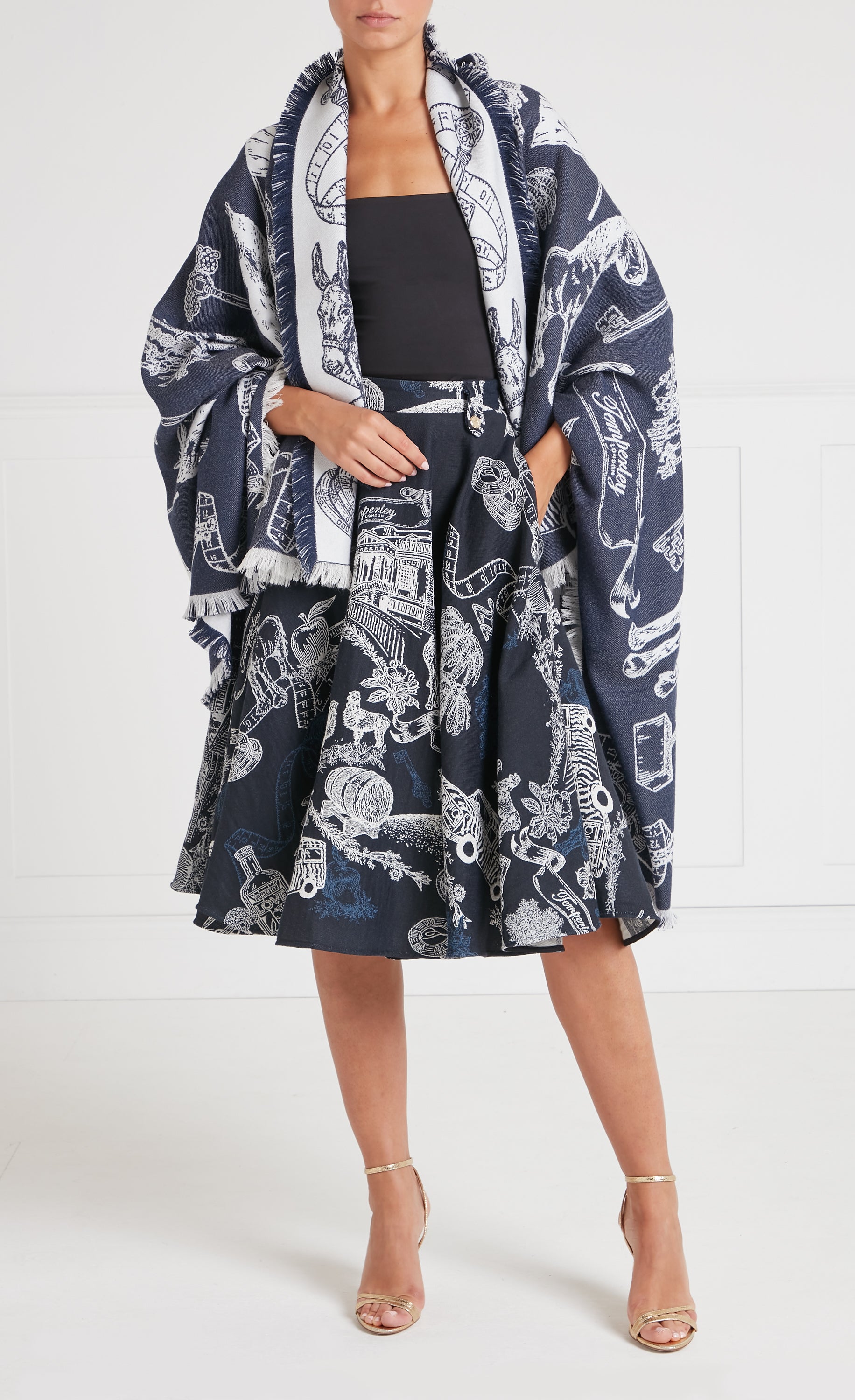 Temperley London Anniversary Shawl szal Twilight wełna i jedwab
