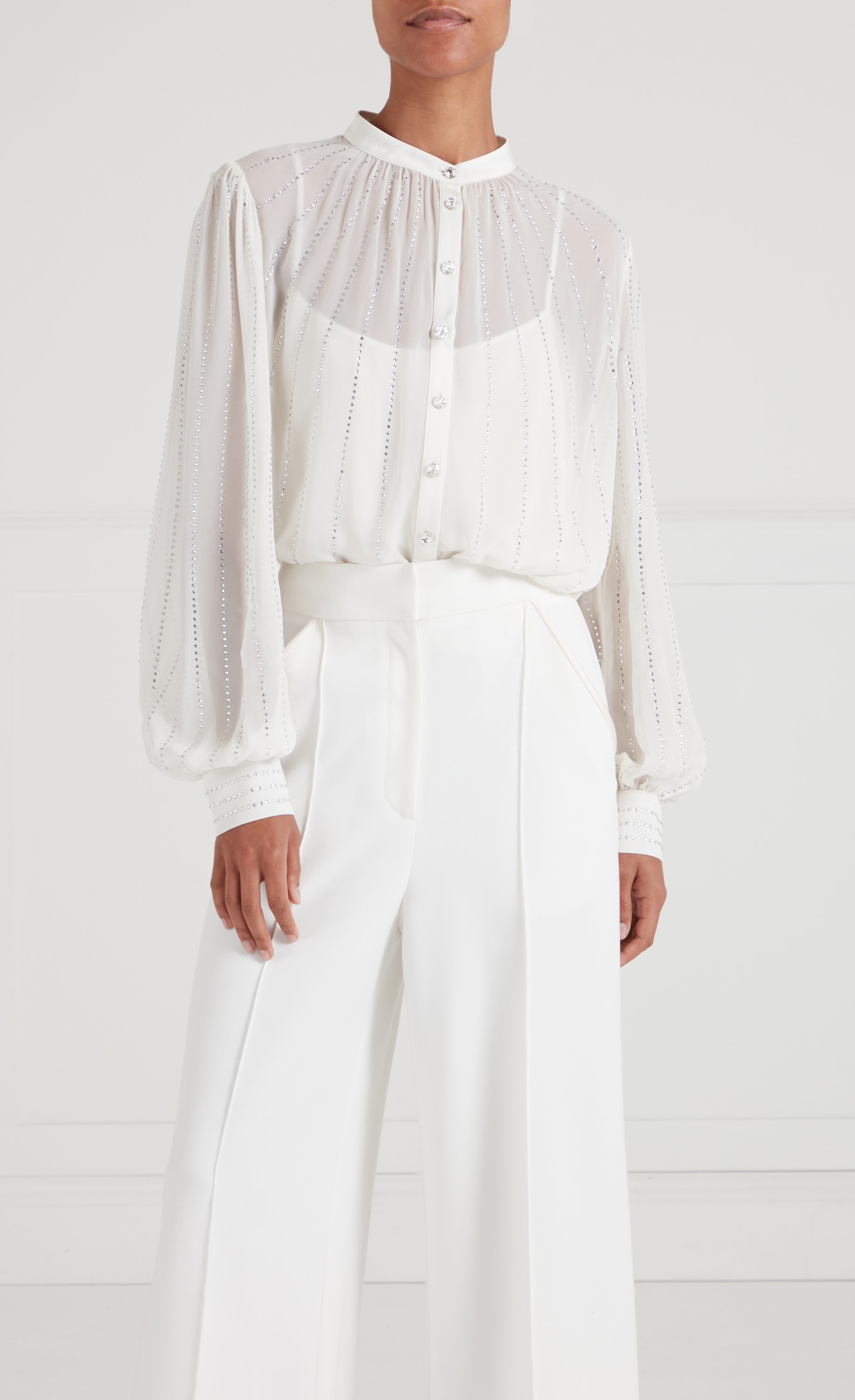 Temperley London Villanelle koszula ivory dżorżeta