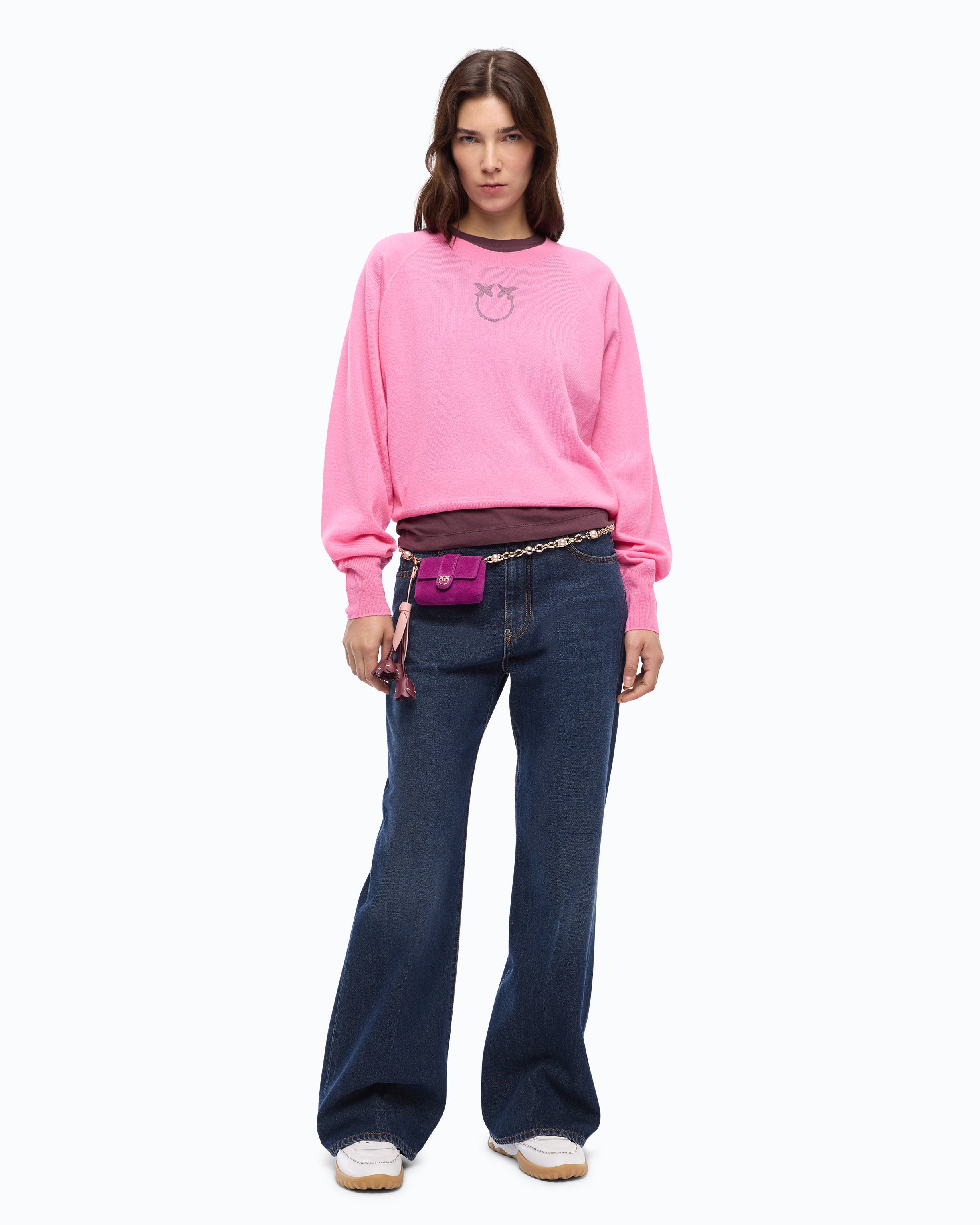 Pinko Lanzarote Sweater sweter różowy wełna