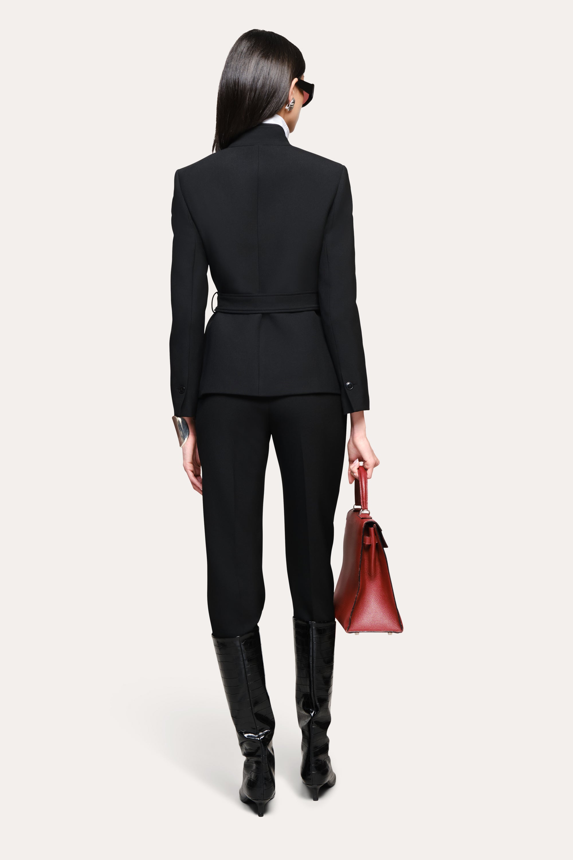 Elie Tahari Quinn Tailored Blazer marynarka czarna wełna