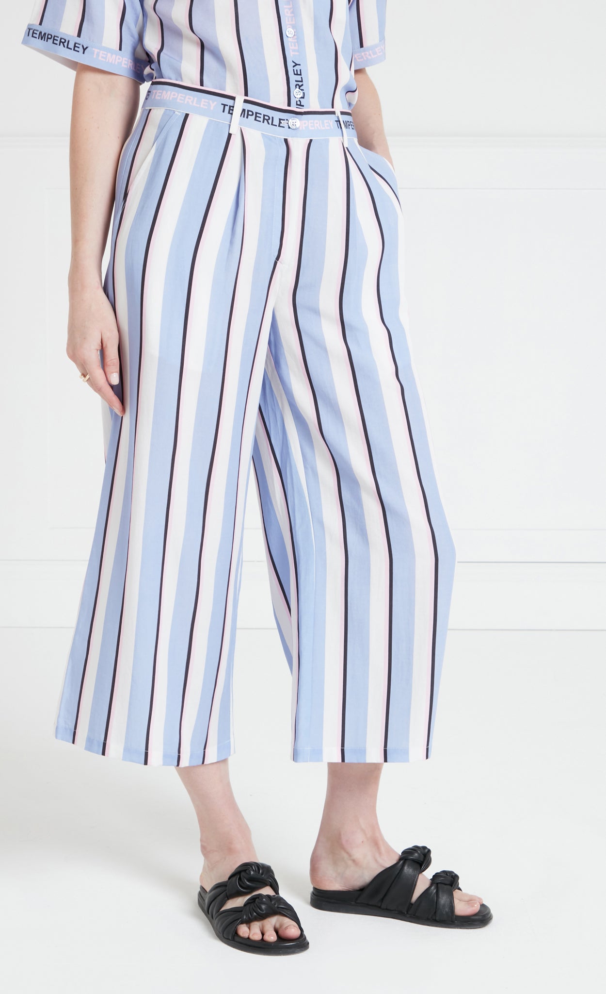 Temperley London Dominique spodnie lyocell niebieskie