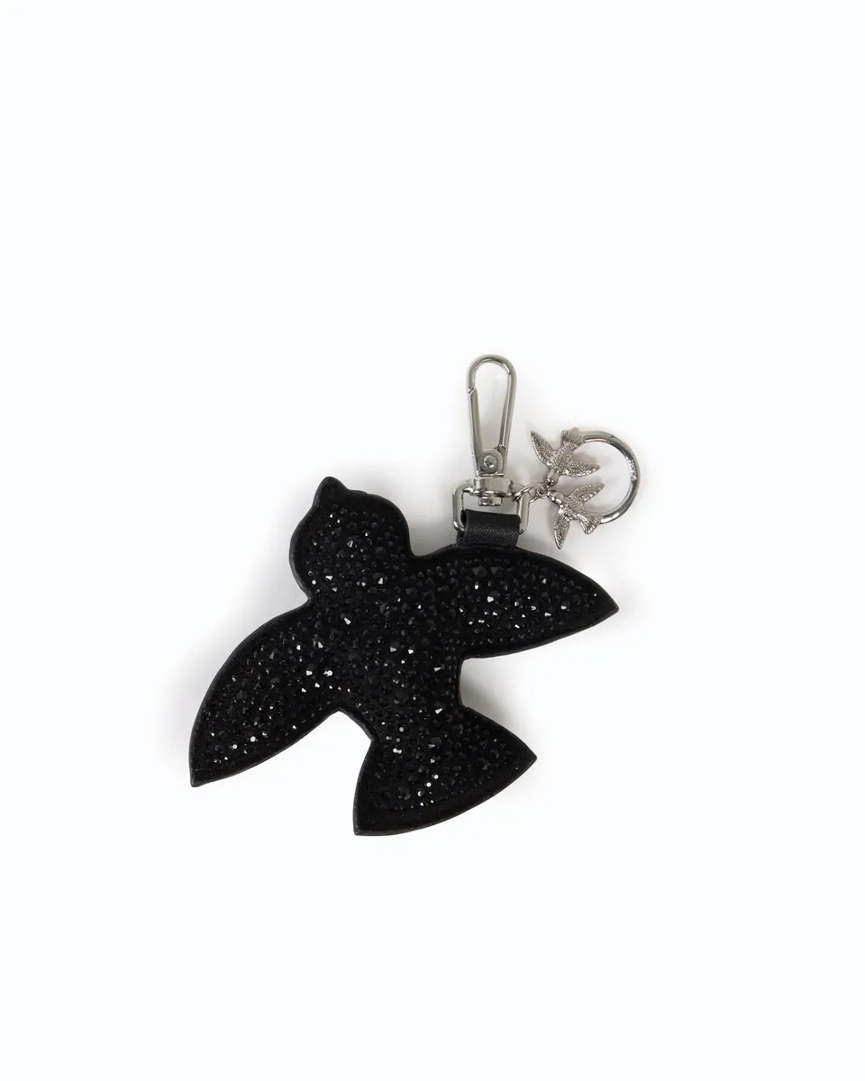 Pinko Full Rhinestone brelok ptaszek czarny U