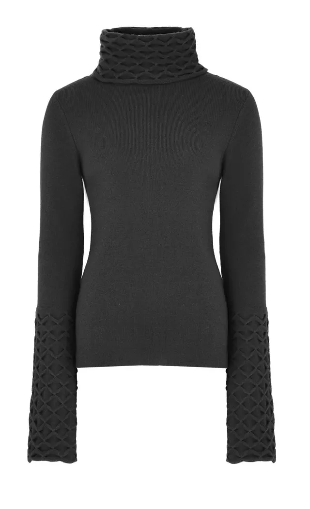 Temperley London Honeycomb Knit Jumper sweter czarny wełna