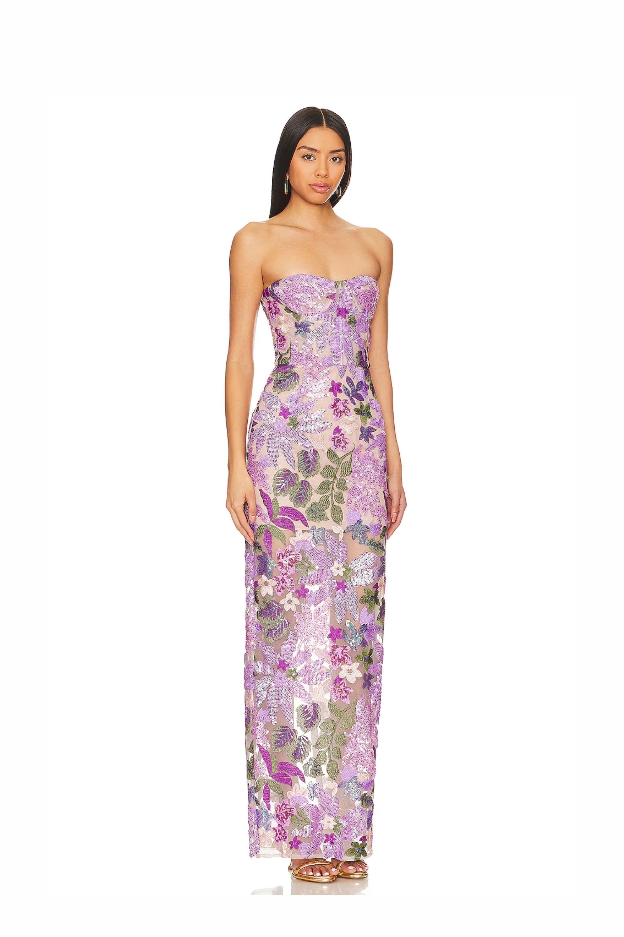 Bronx and Banco Dahlia sukienka maxi liliowa XS-XL