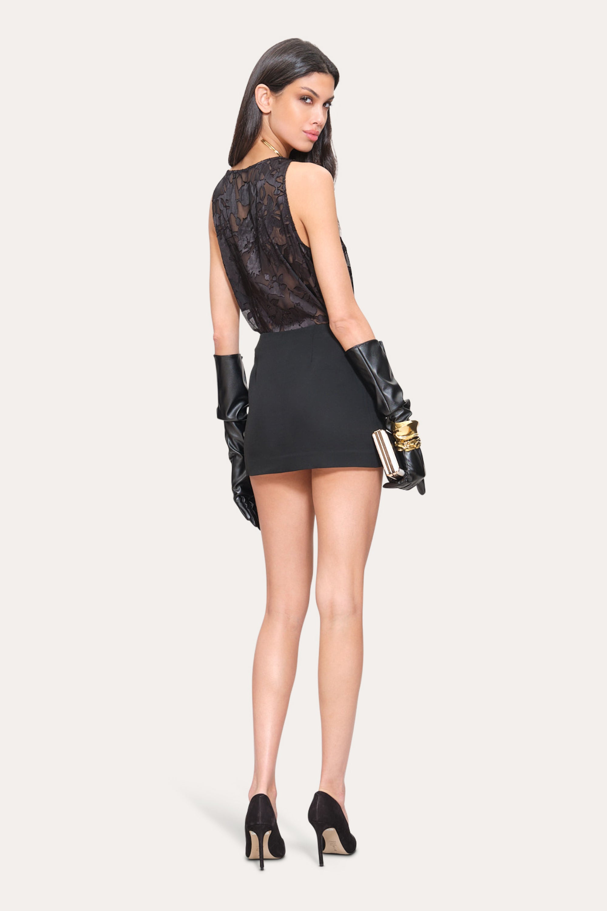 Elie Tahari Shadow top czarny kwiatowy jedwabny