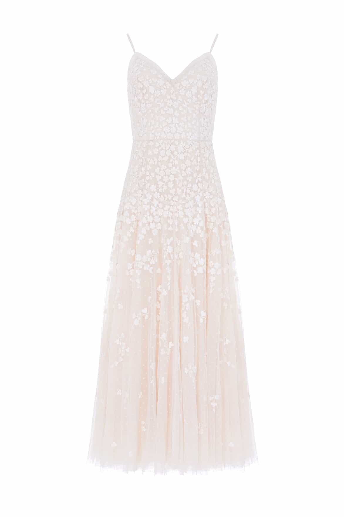 Needle & Thread Scatter Blossom Cami Ankle Gown sukienka krem tiul