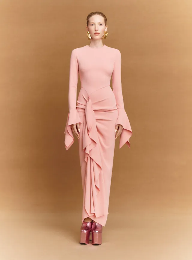 SOLACE LONDON Della sukienka maxi Putty Pink skromna