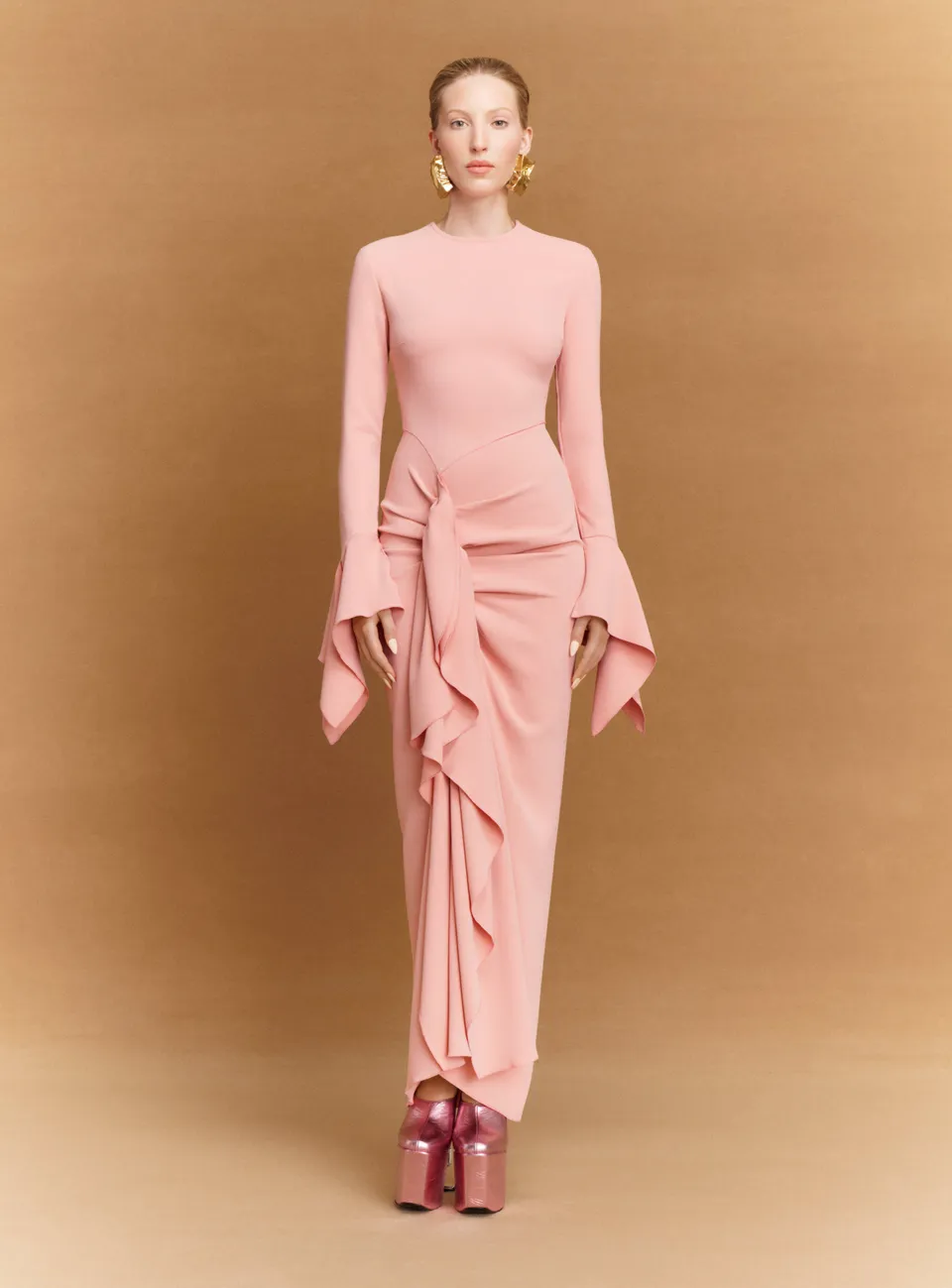 SOLACE LONDON Della sukienka maxi Putty Pink skromna