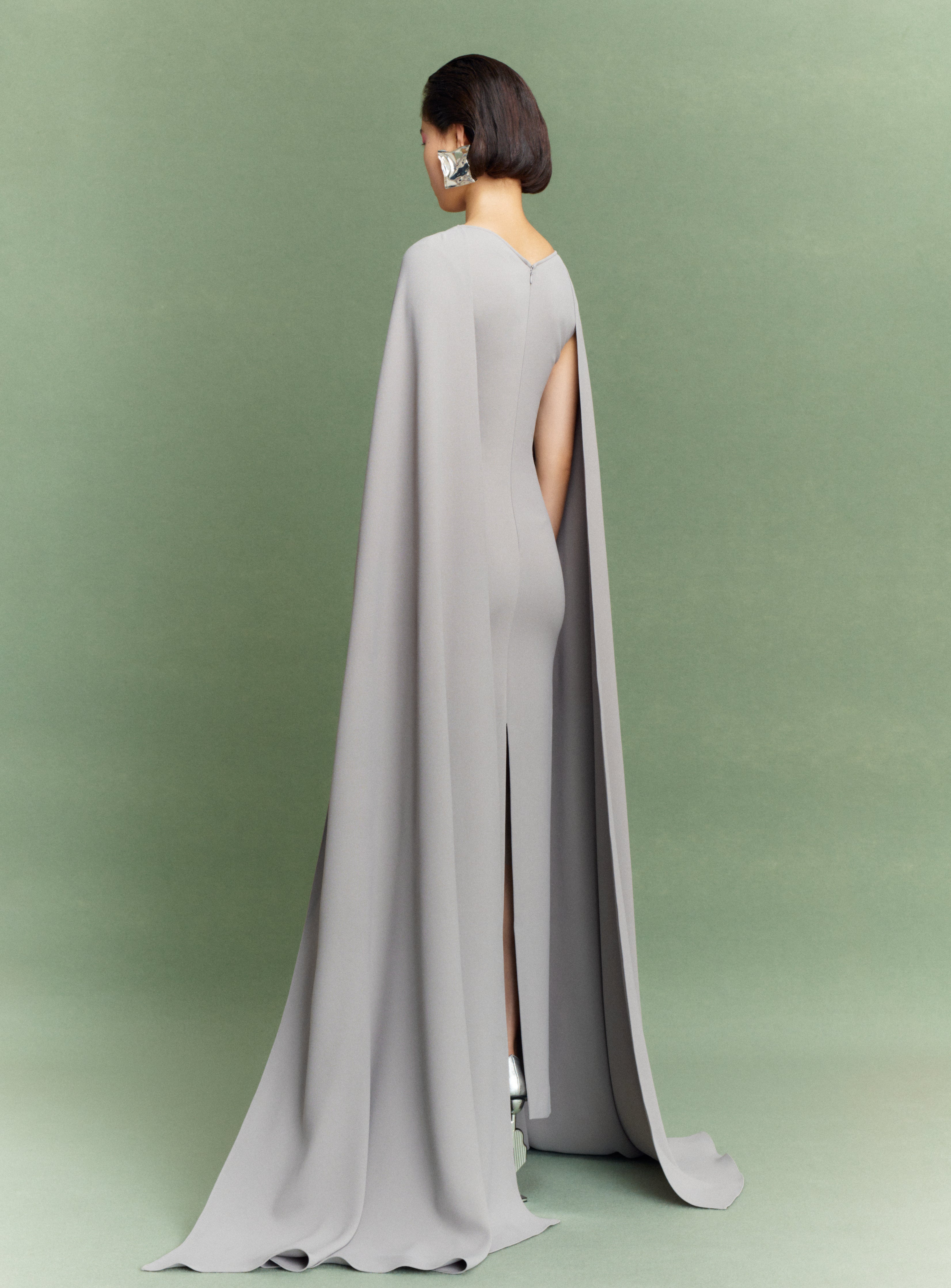 SOLACE LONDON Morgan sukienka maxi szara metaliczna