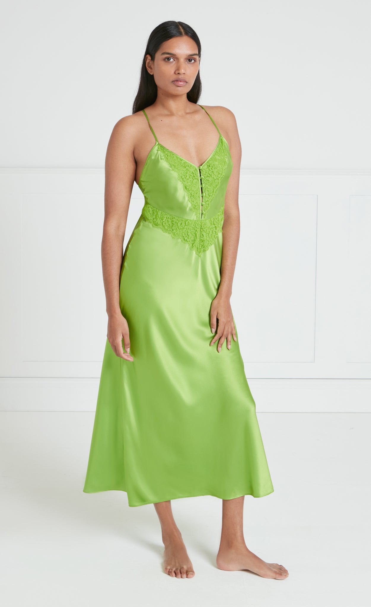 Temperley London Thalia sukienka satynowa Green