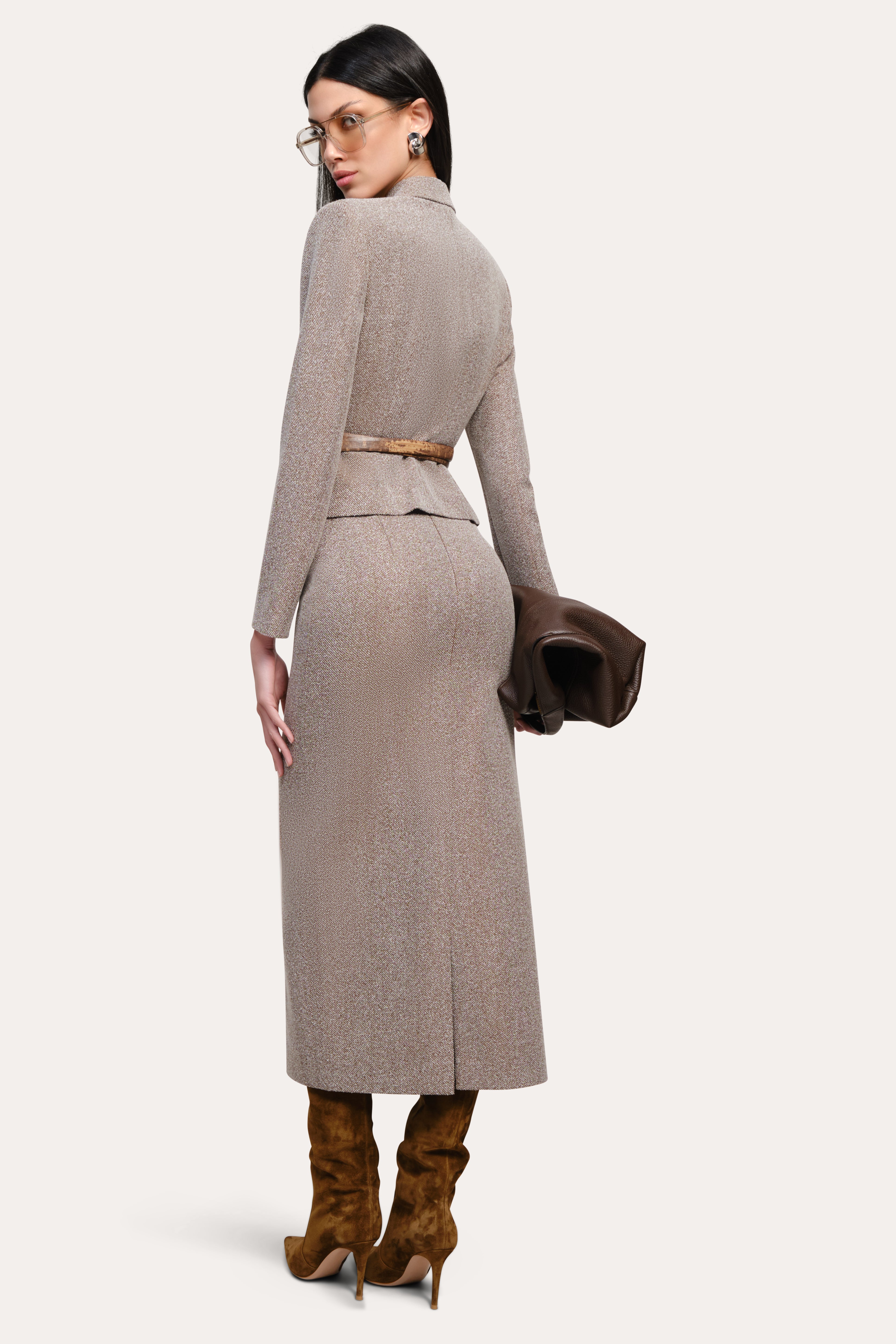Elie Tahari Pamela marynarka Brown Melange bukla