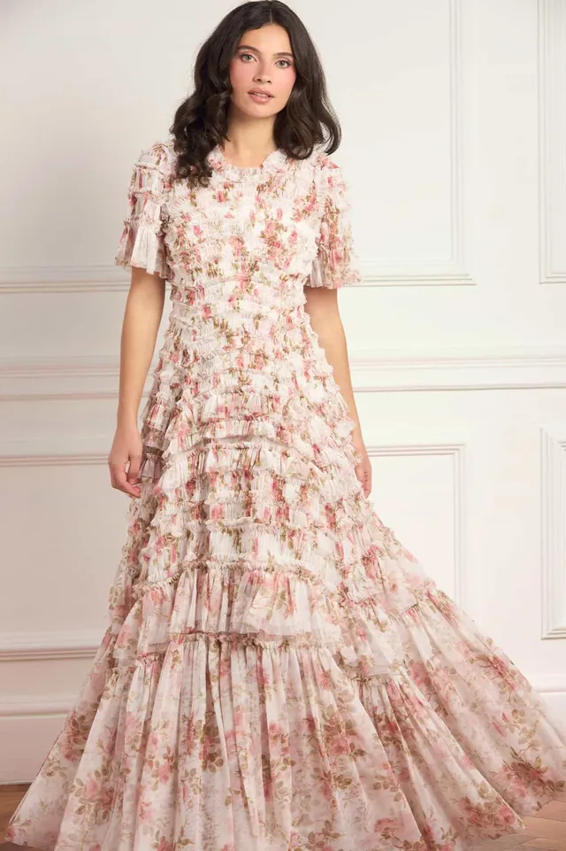 Needle & Thread Summer’s Rose suknia wieczorowa White
