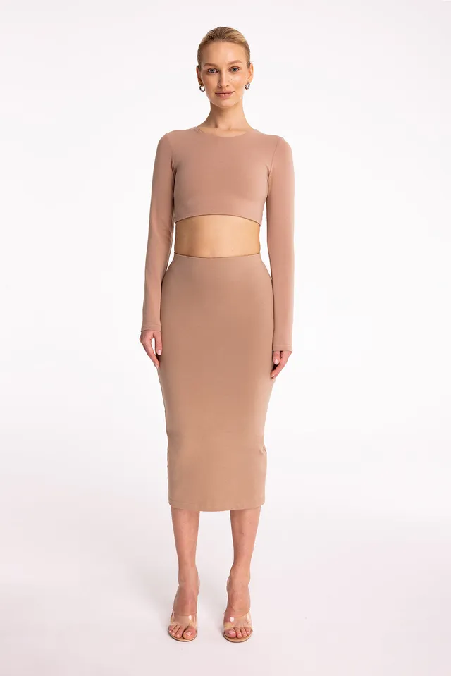 Nudyess Minimal spódnica midi Warm bawełniana