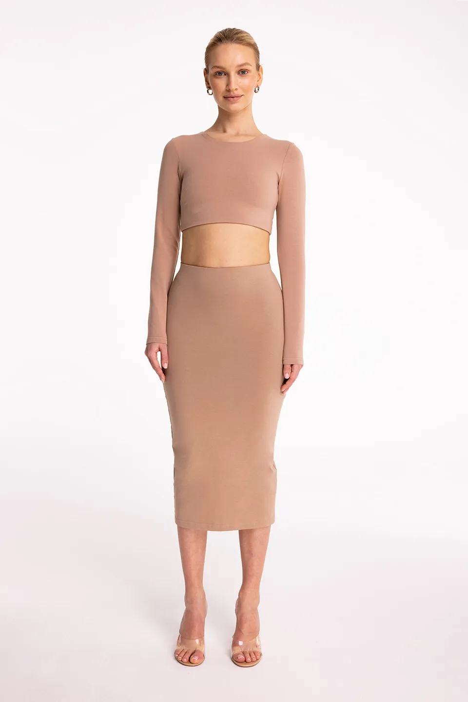 Nudyess Minimal spódnica midi Warm bawełniana