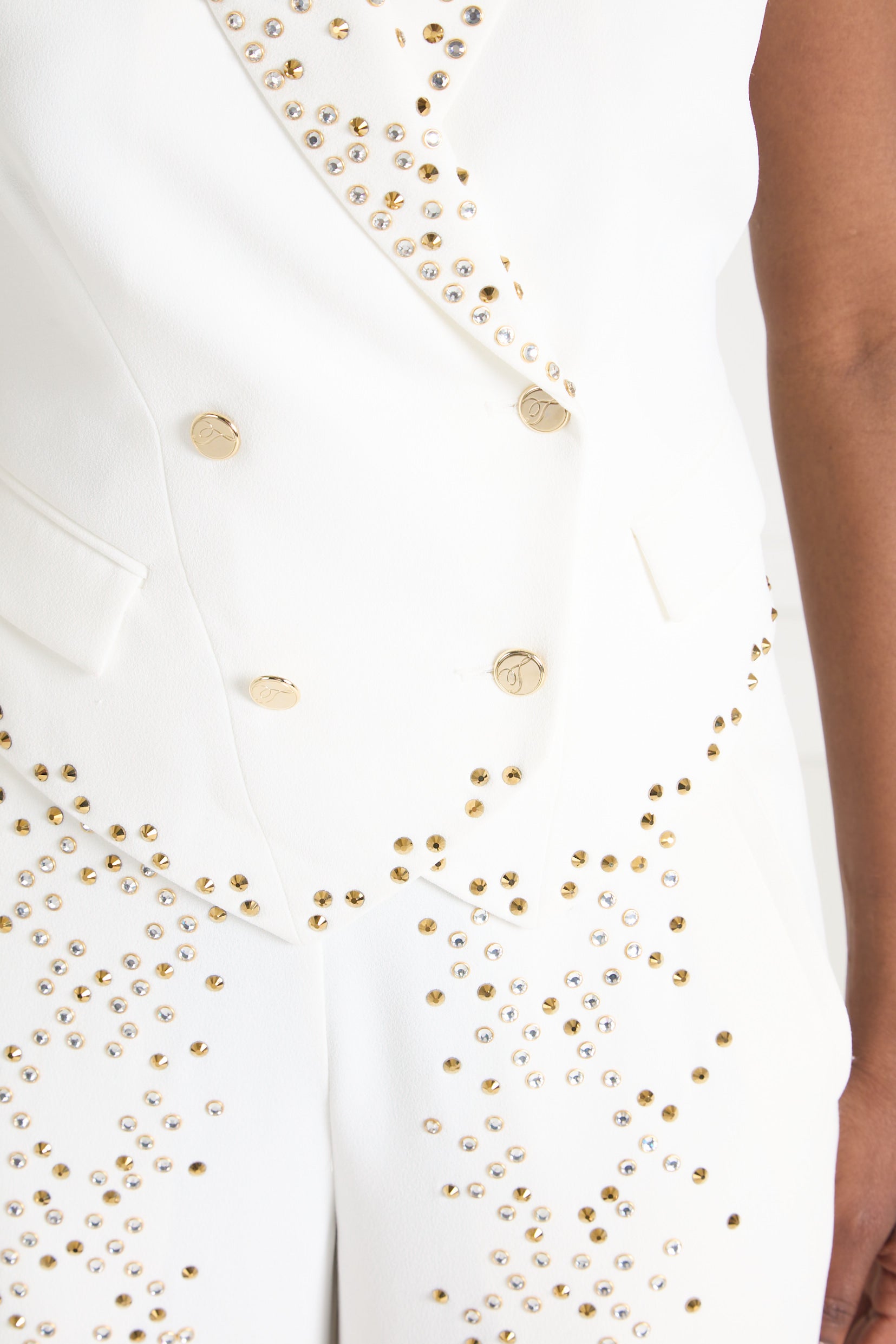 Temperley London Oberon kamizelka Ivory krótka zdobiona