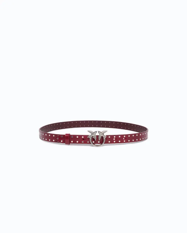 Pinko Love Belt pasek skórzany damski 2 cm ćwieki
