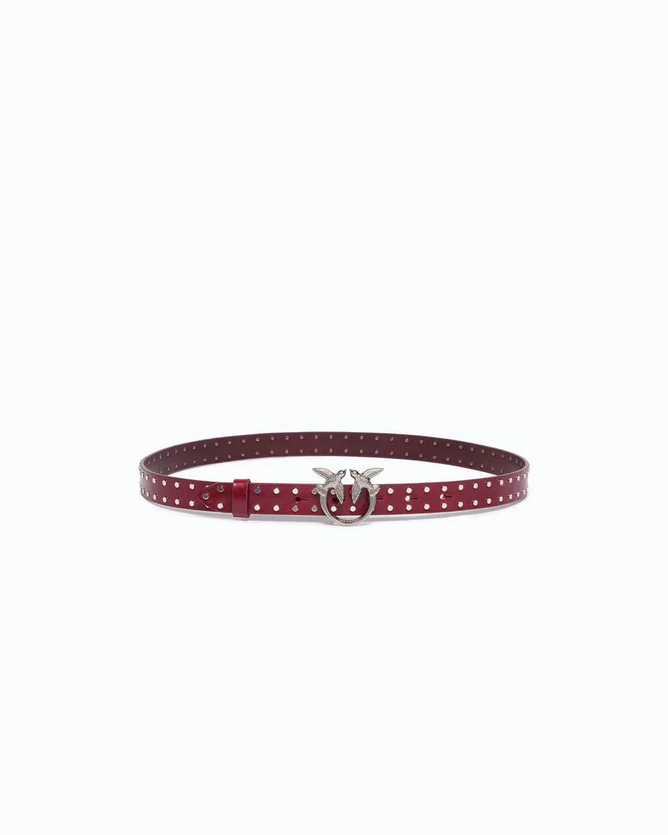 Pinko Love Belt pasek skórzany damski 2 cm ćwieki