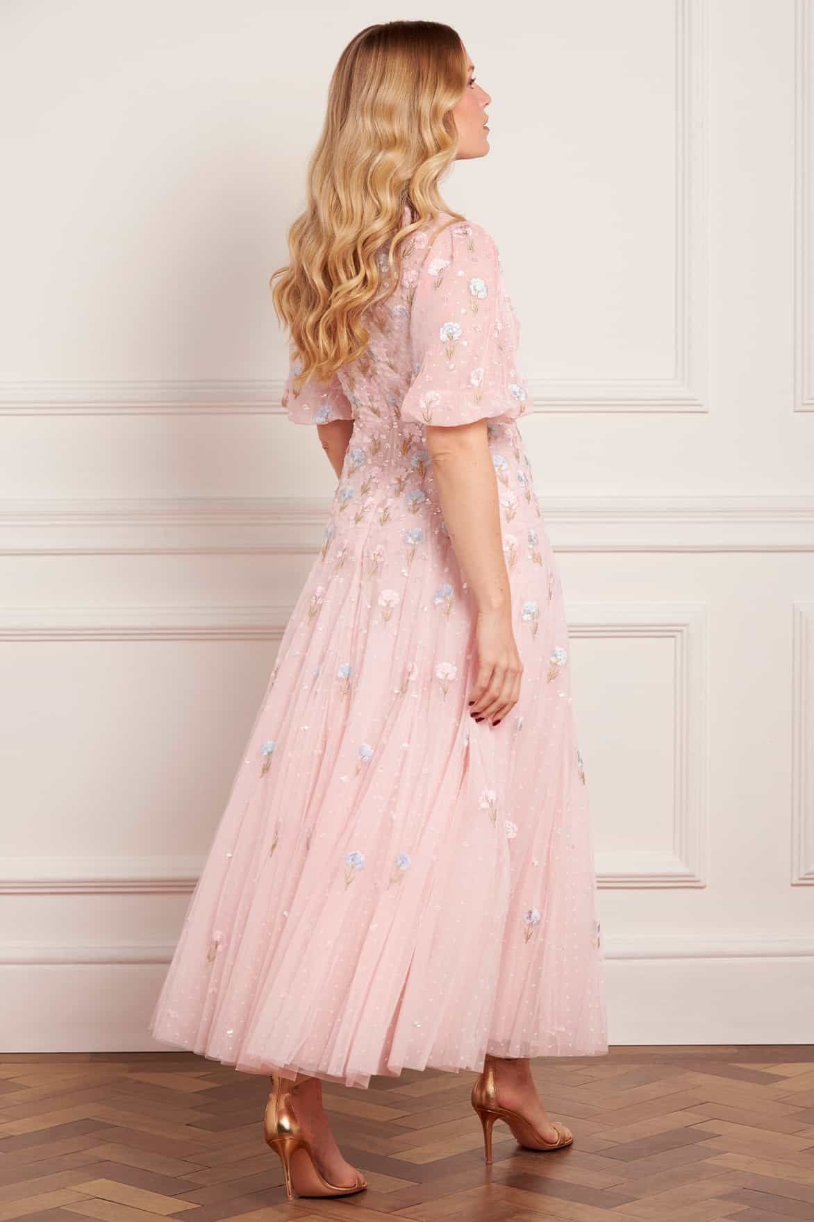 Needle & Thread Dandelion Ditsy Ankle Gown sukienka haft morela