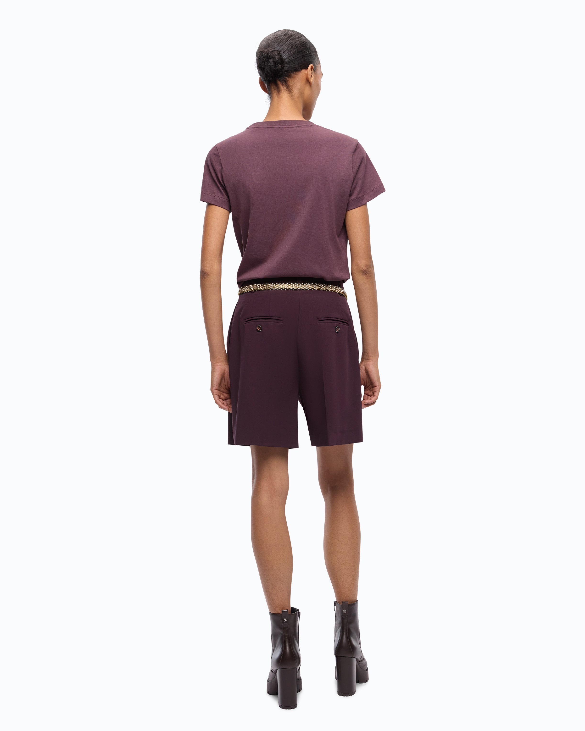 Pinko T-shirt bawełniany bordowy logo gumowane