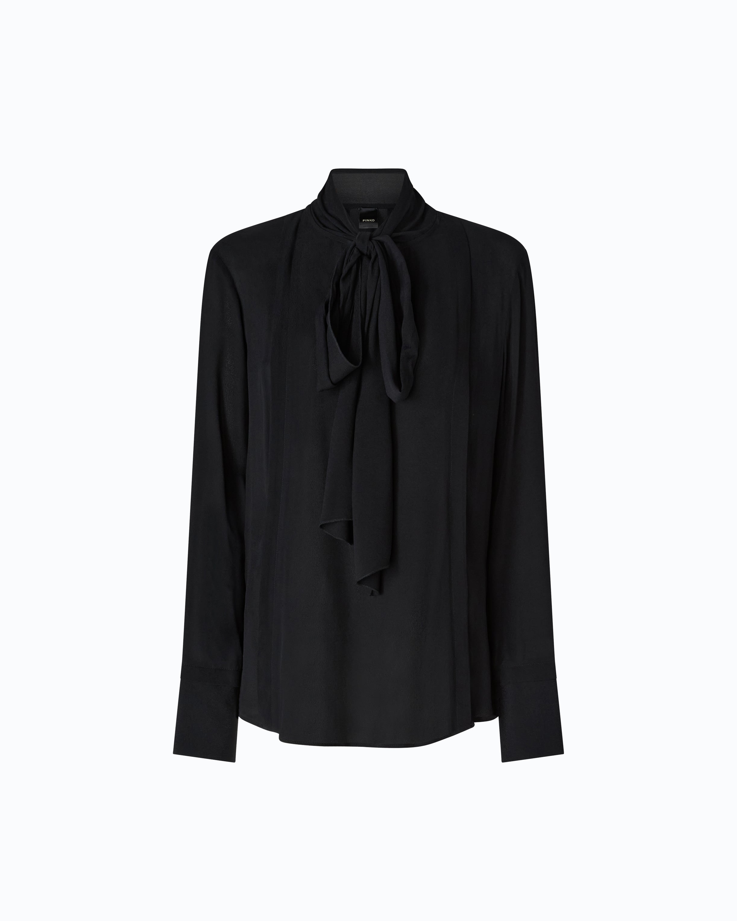 Pinko Brunnera Blouse bluzka czarna wiskoza szarfa