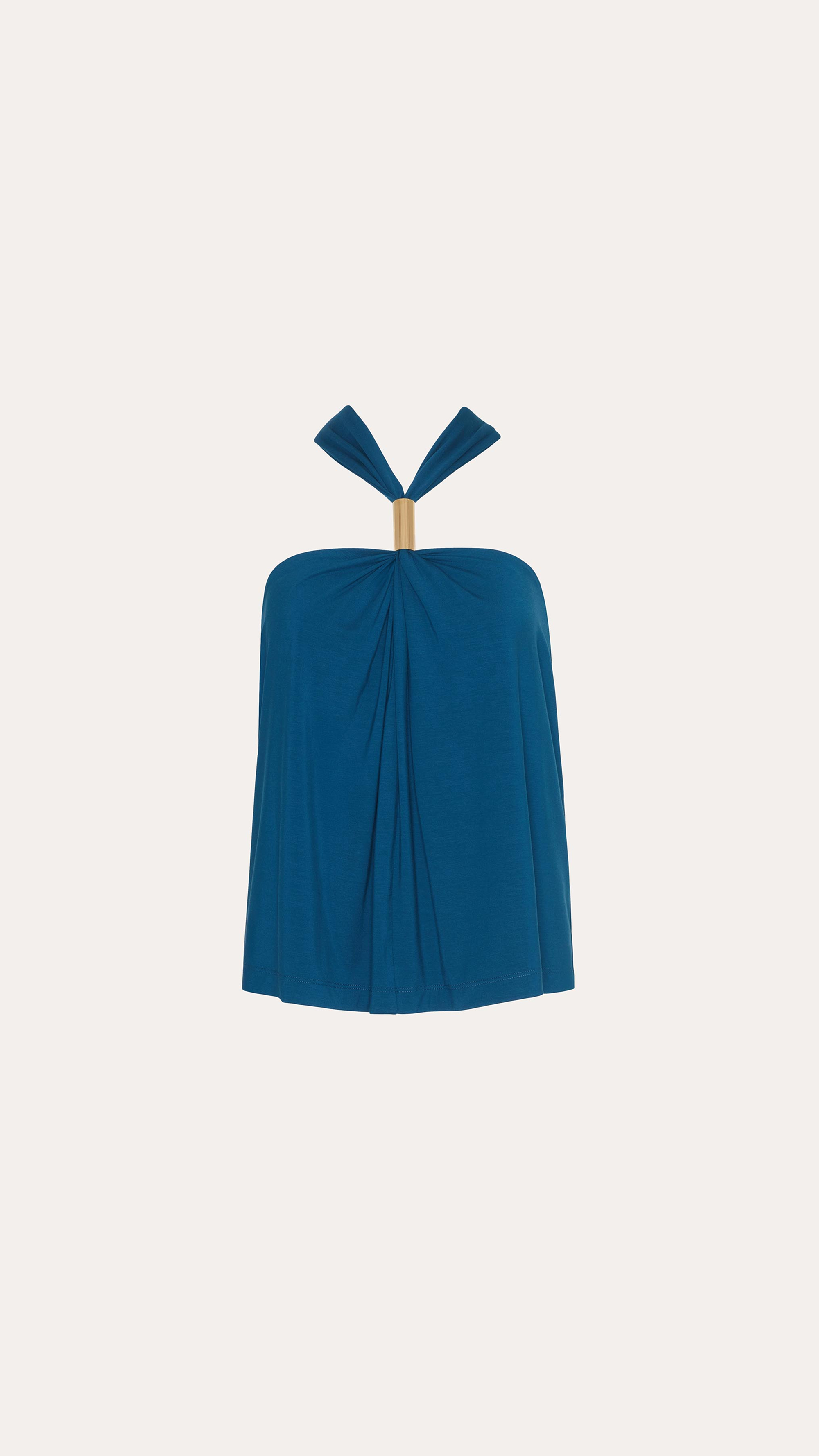 Elie Tahari Lila Halterneck top Teal Eclipse wiskozowy