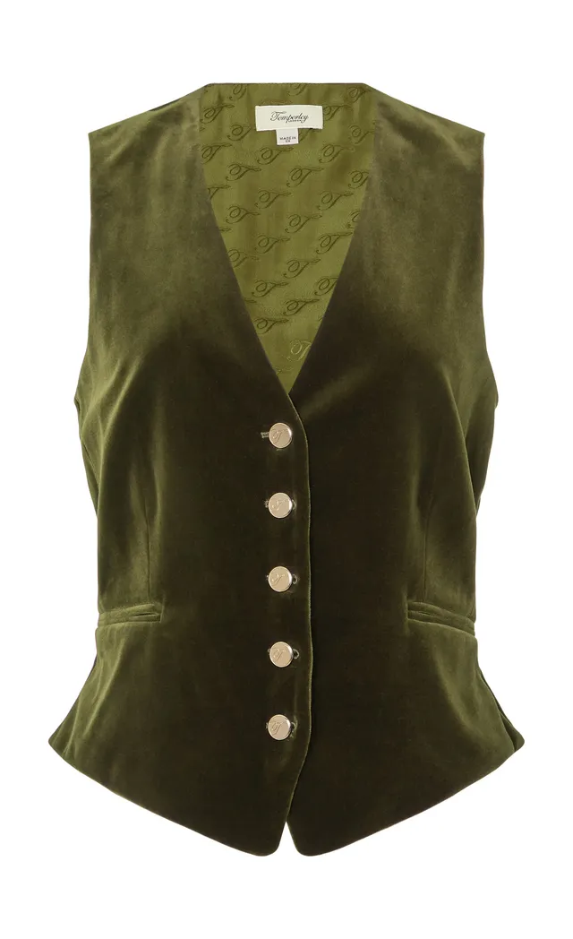 Temperley London Clove Velvet Waistcoat kamizelka Militare aksamitna
