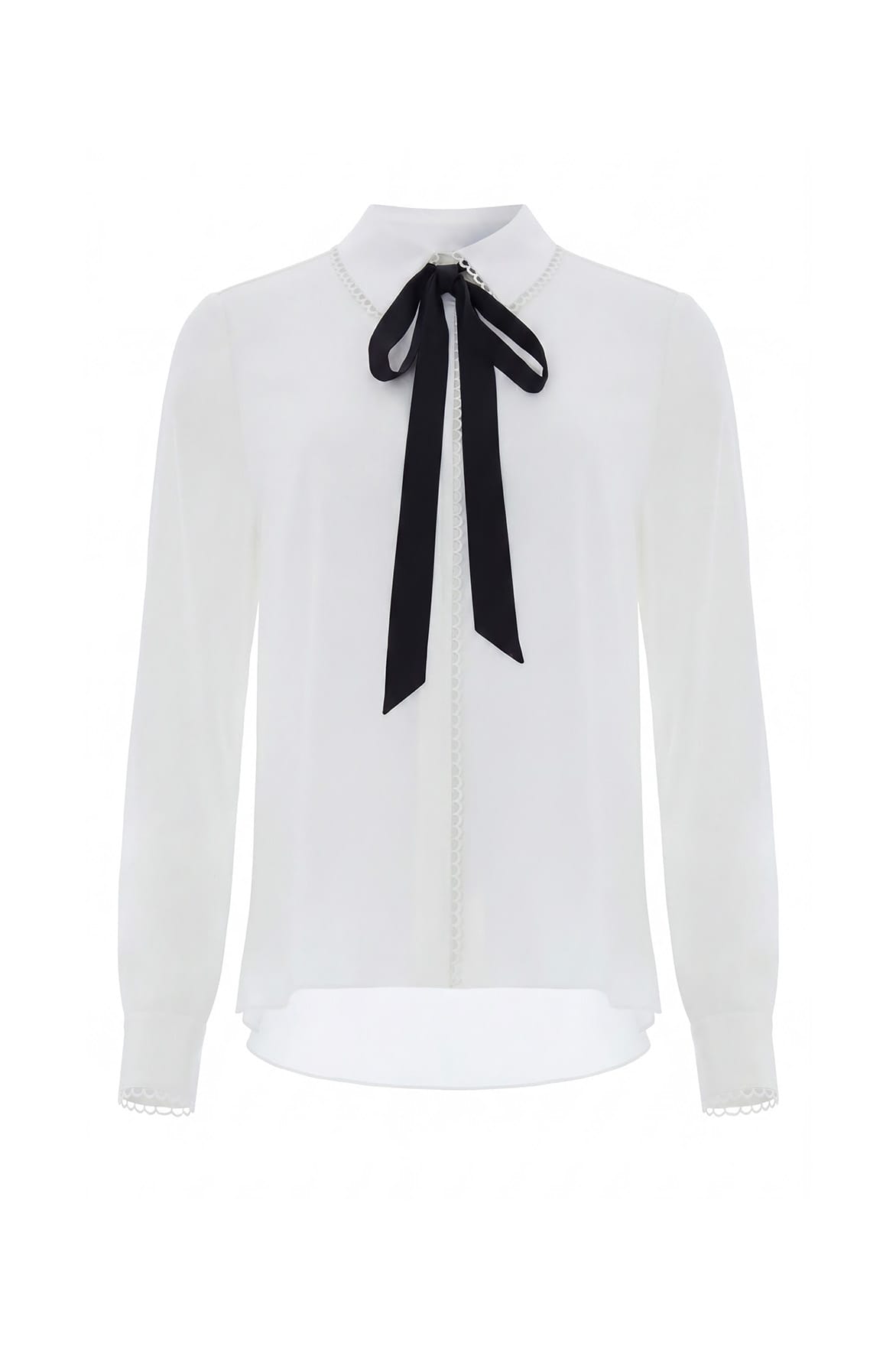Needle & Thread Lace Trim Bow Shirt bluzka biała satynowa