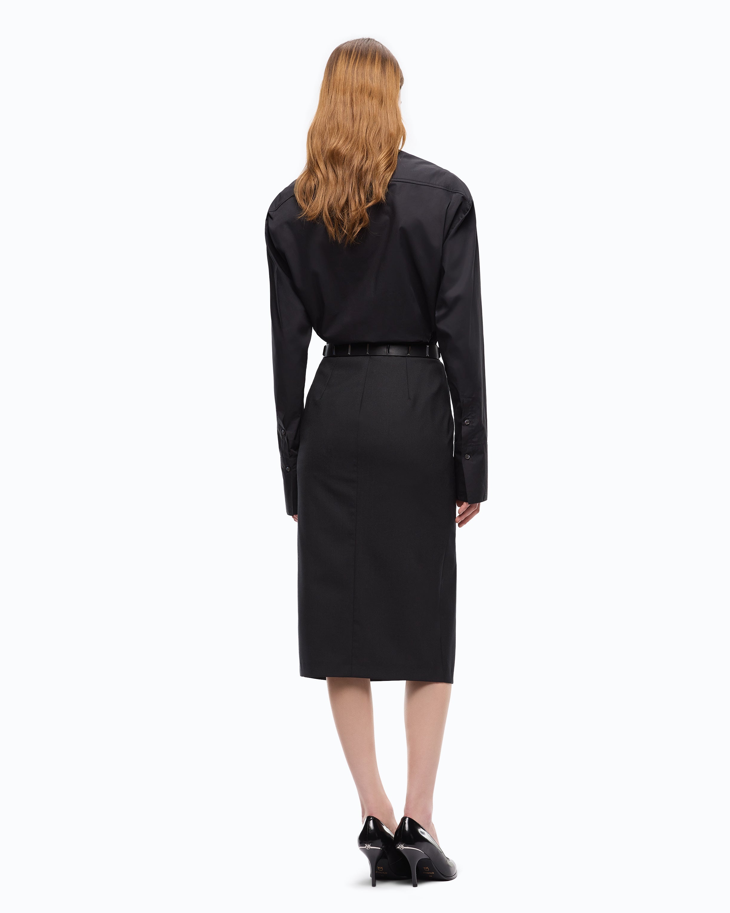 Pinko Gem Skirt spódnica midi czarna wełniana