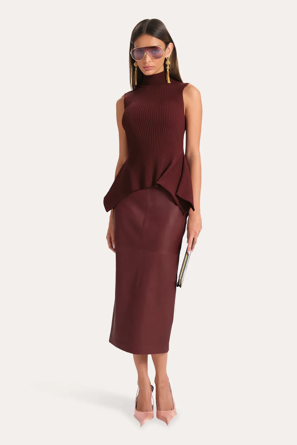 Elie Tahari Francesca top sweterkowy Jester Red prążek