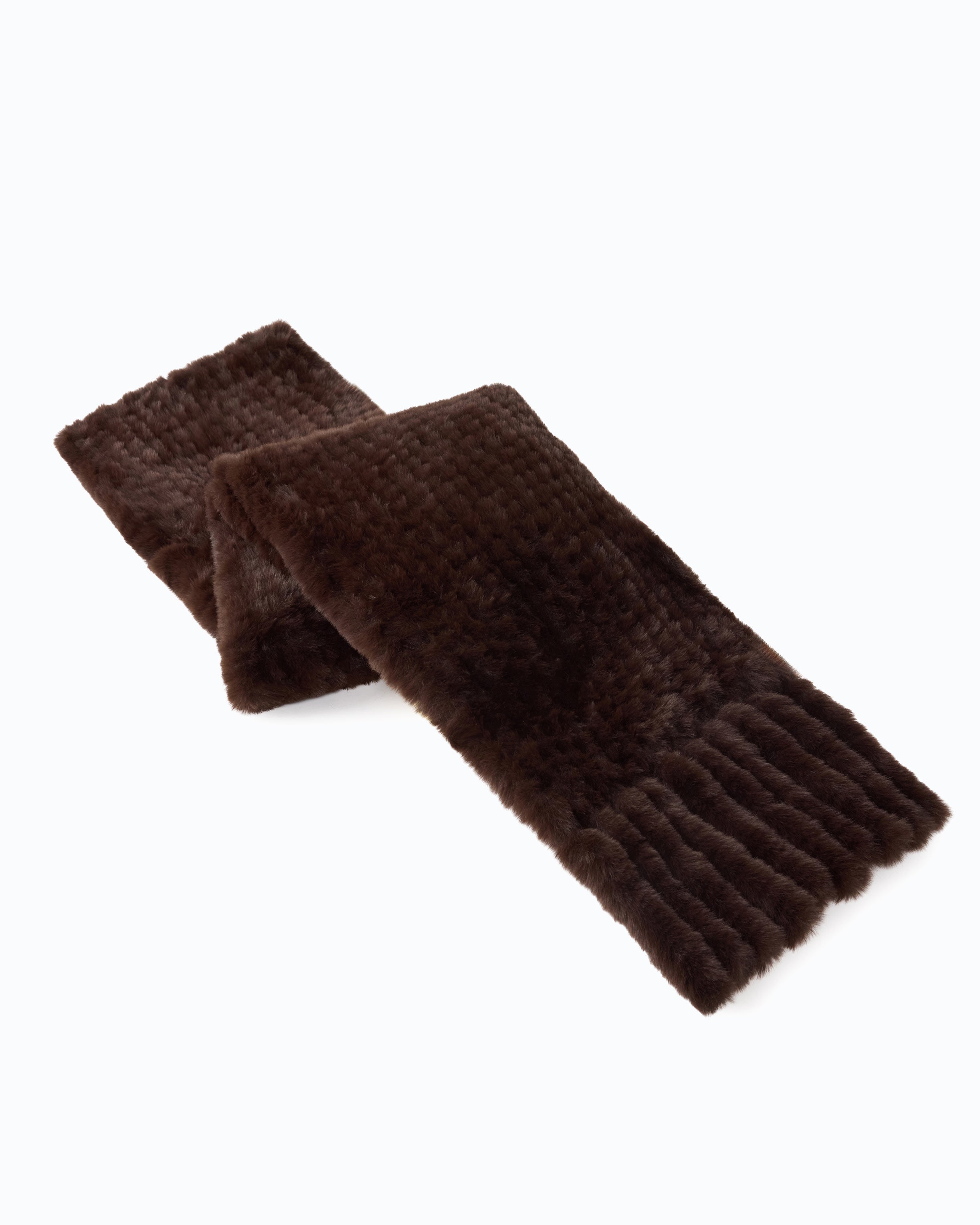 Pinko Gelso Scarf szalik brązowy futro kratka