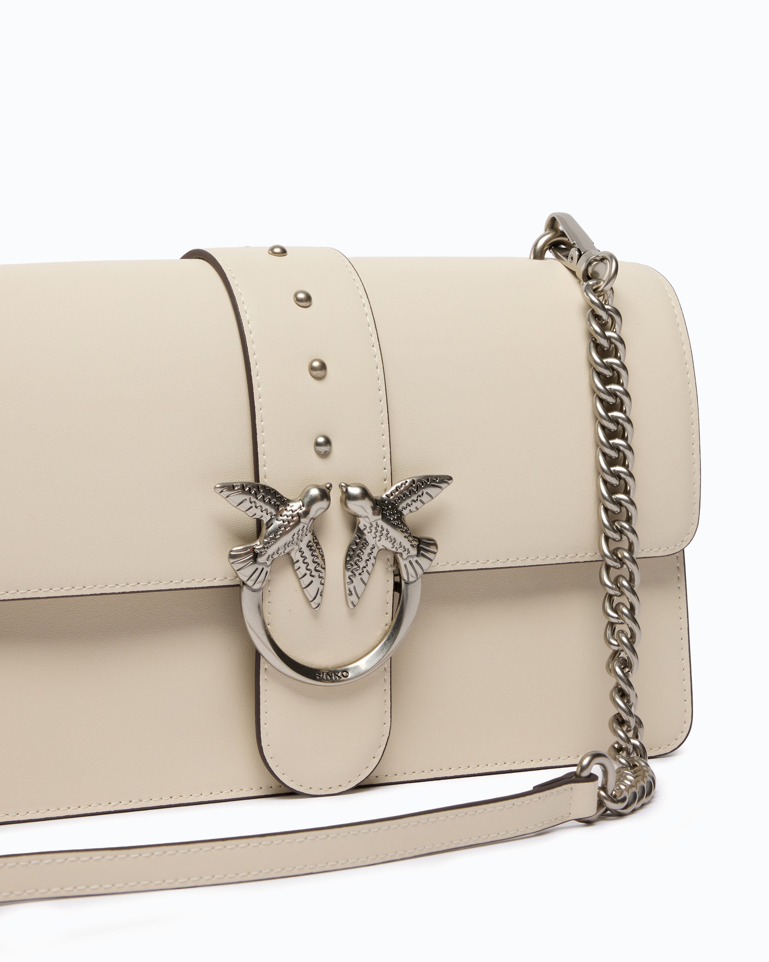 Pinko Love One torebka średnia biała skórzana crossbody