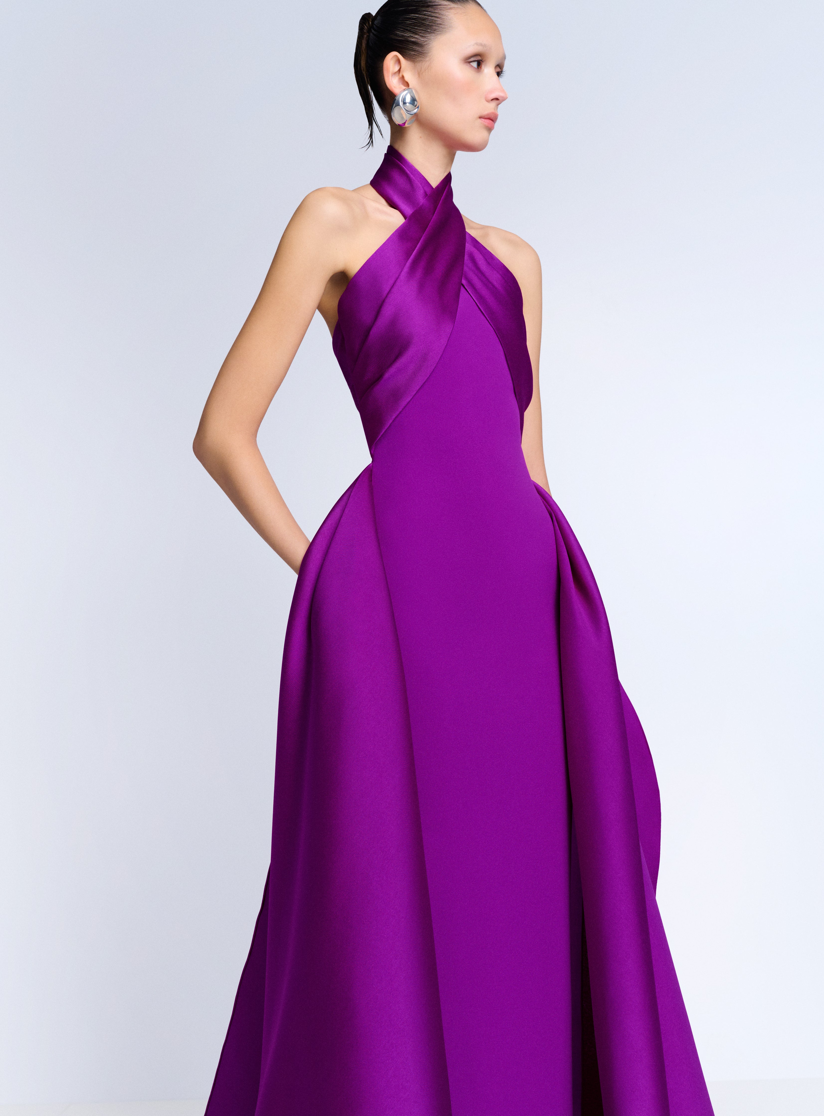Solace London Rumi sukienka wieczorowa maxi fioletowa