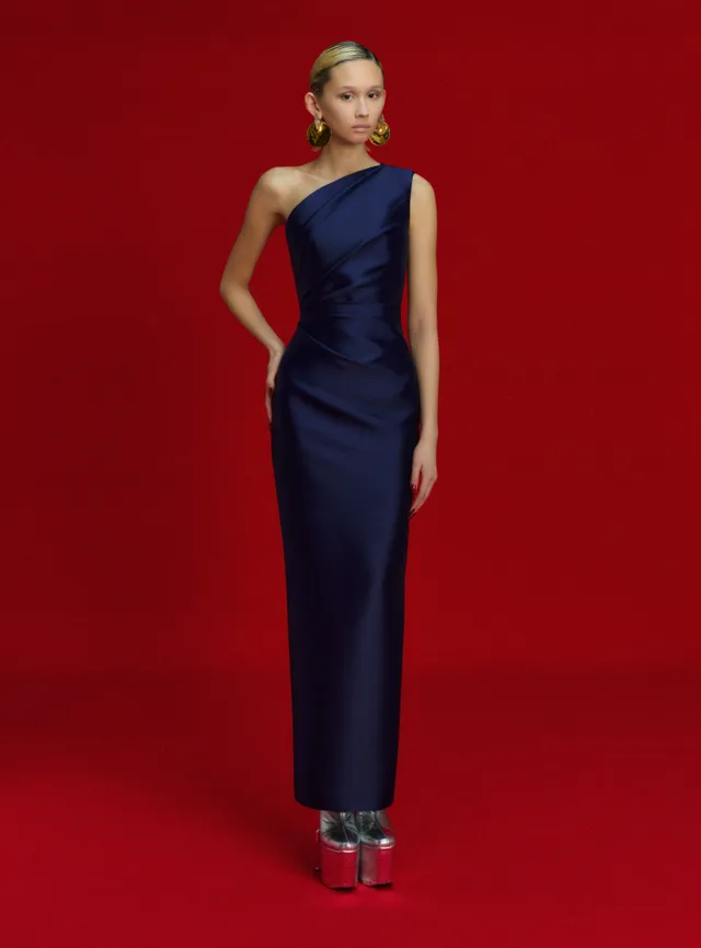 Solace London Kira sukienka wieczorowa granatowa maxi