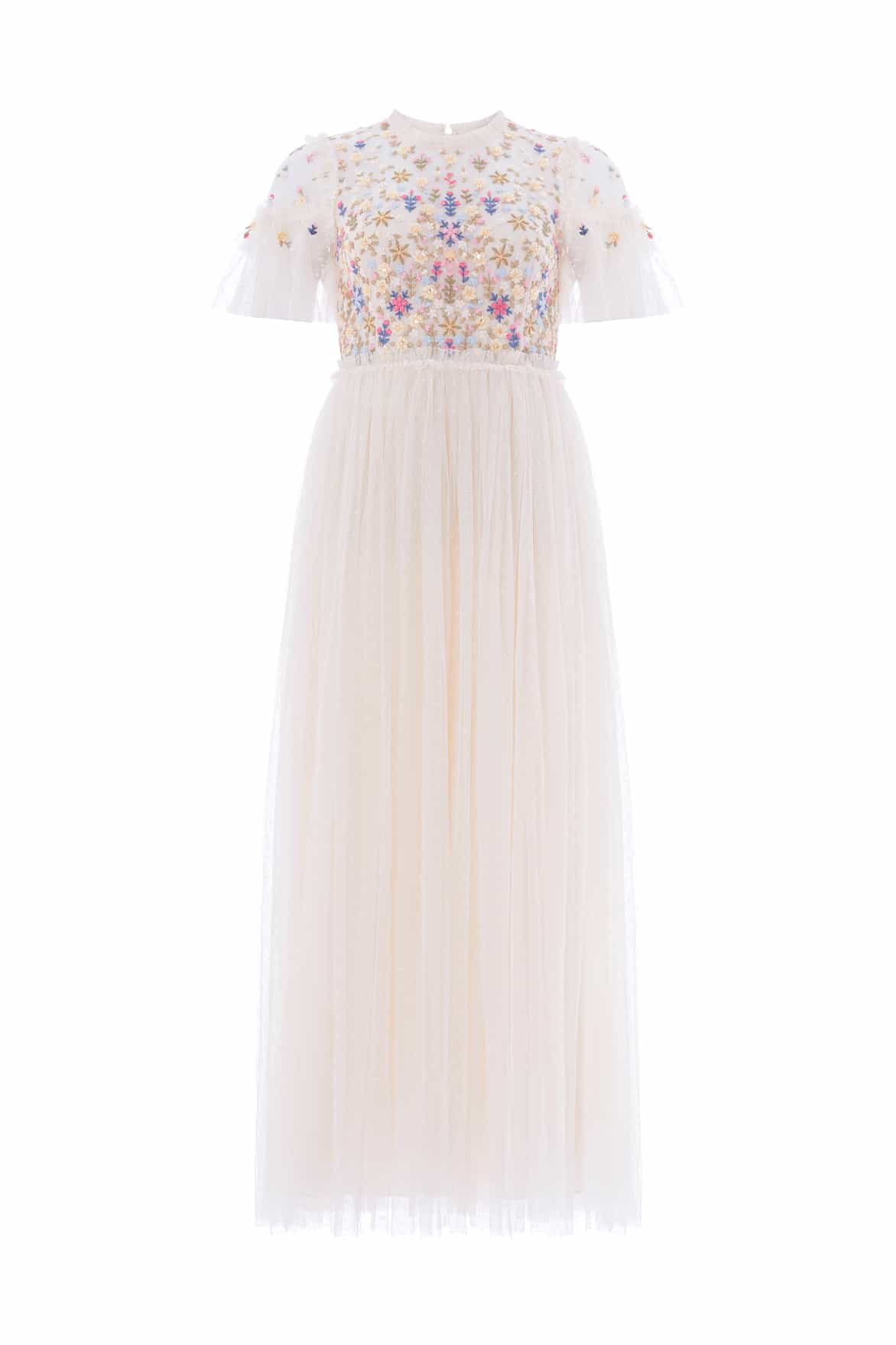 Needle & Thread Flowerbed Bodice Ankle Gown sukienka kremowa